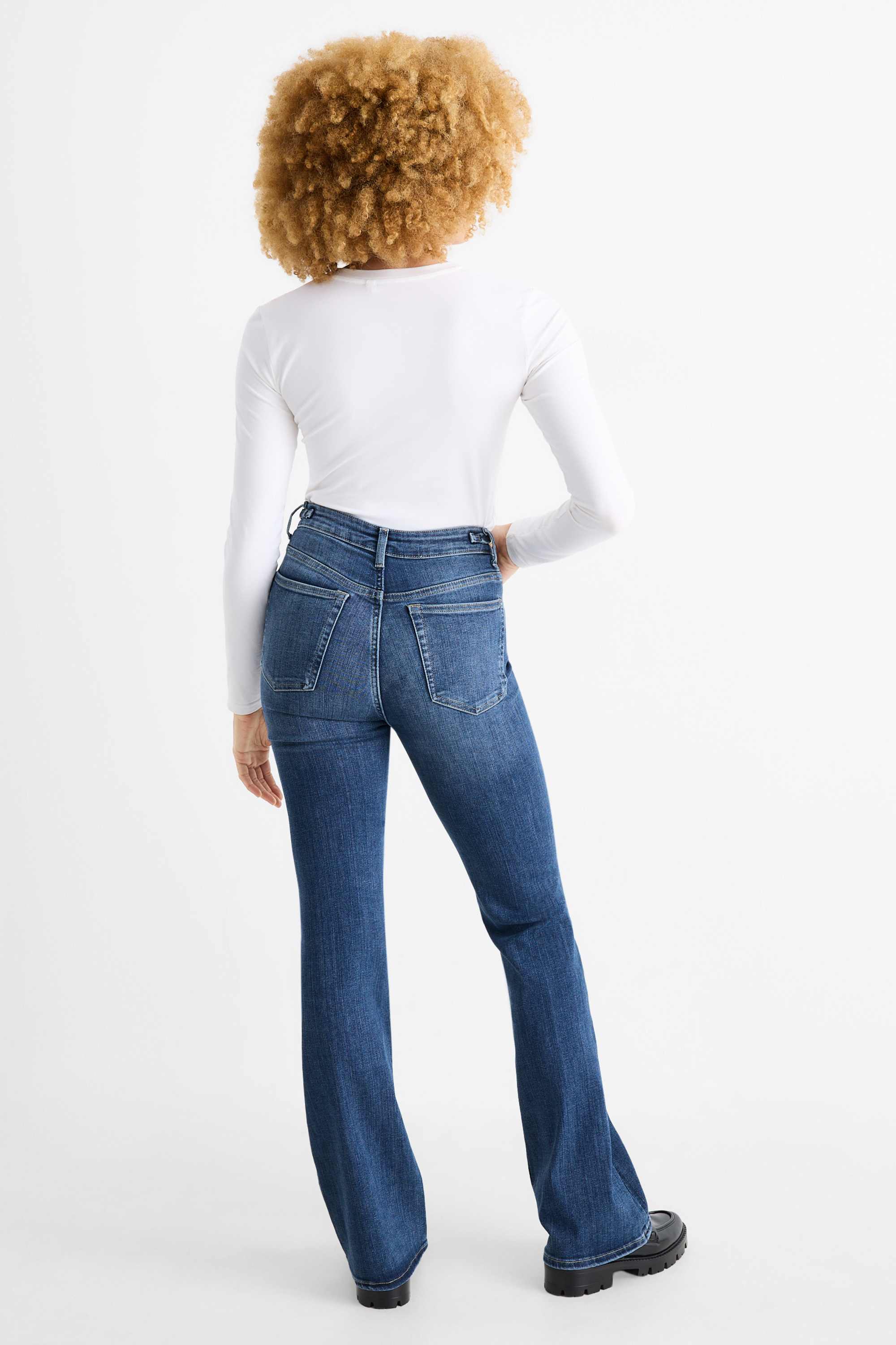 Flared jeans - high waist - LYCRA® blue denim