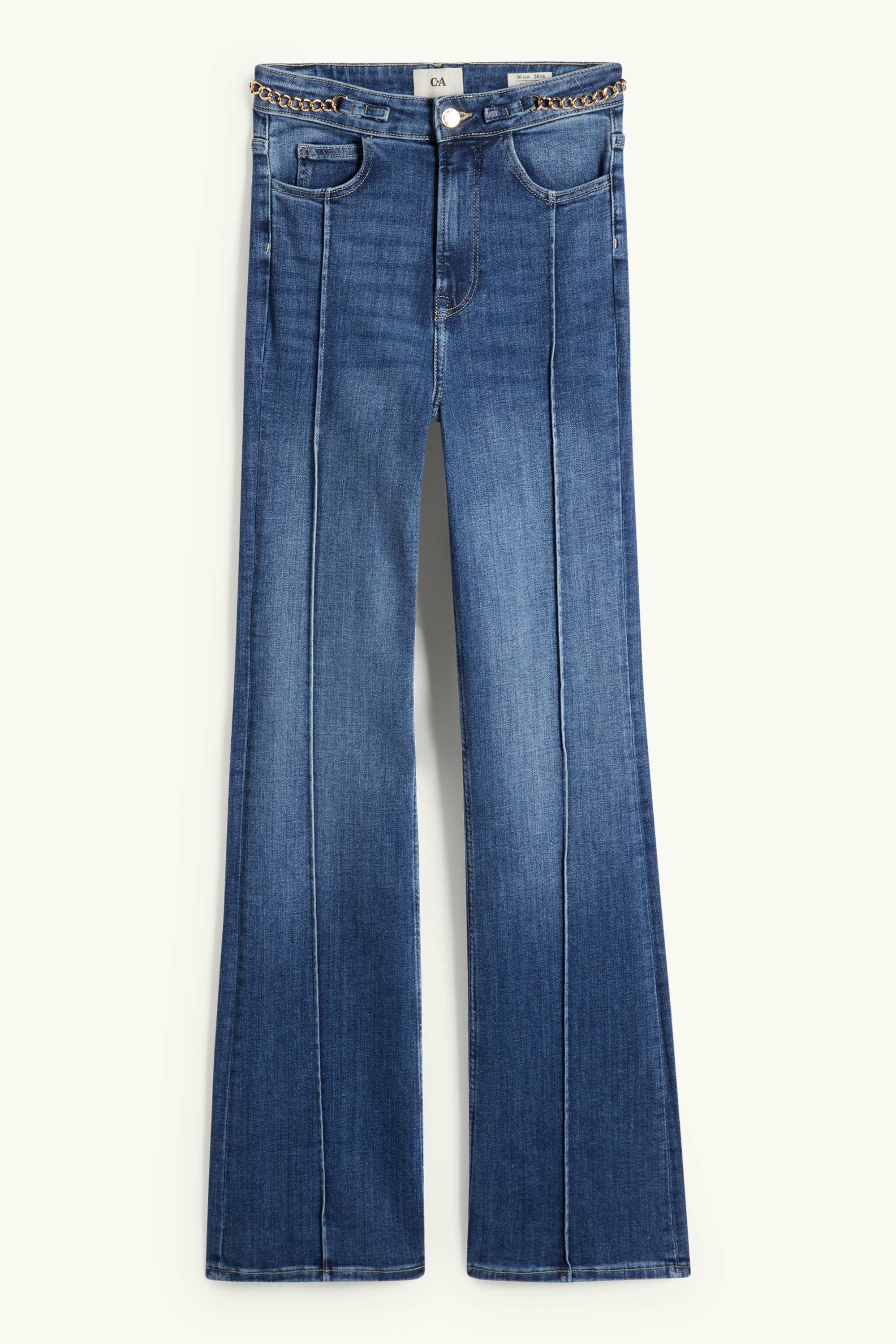 Flared jeans - high waist - LYCRA® blue denim