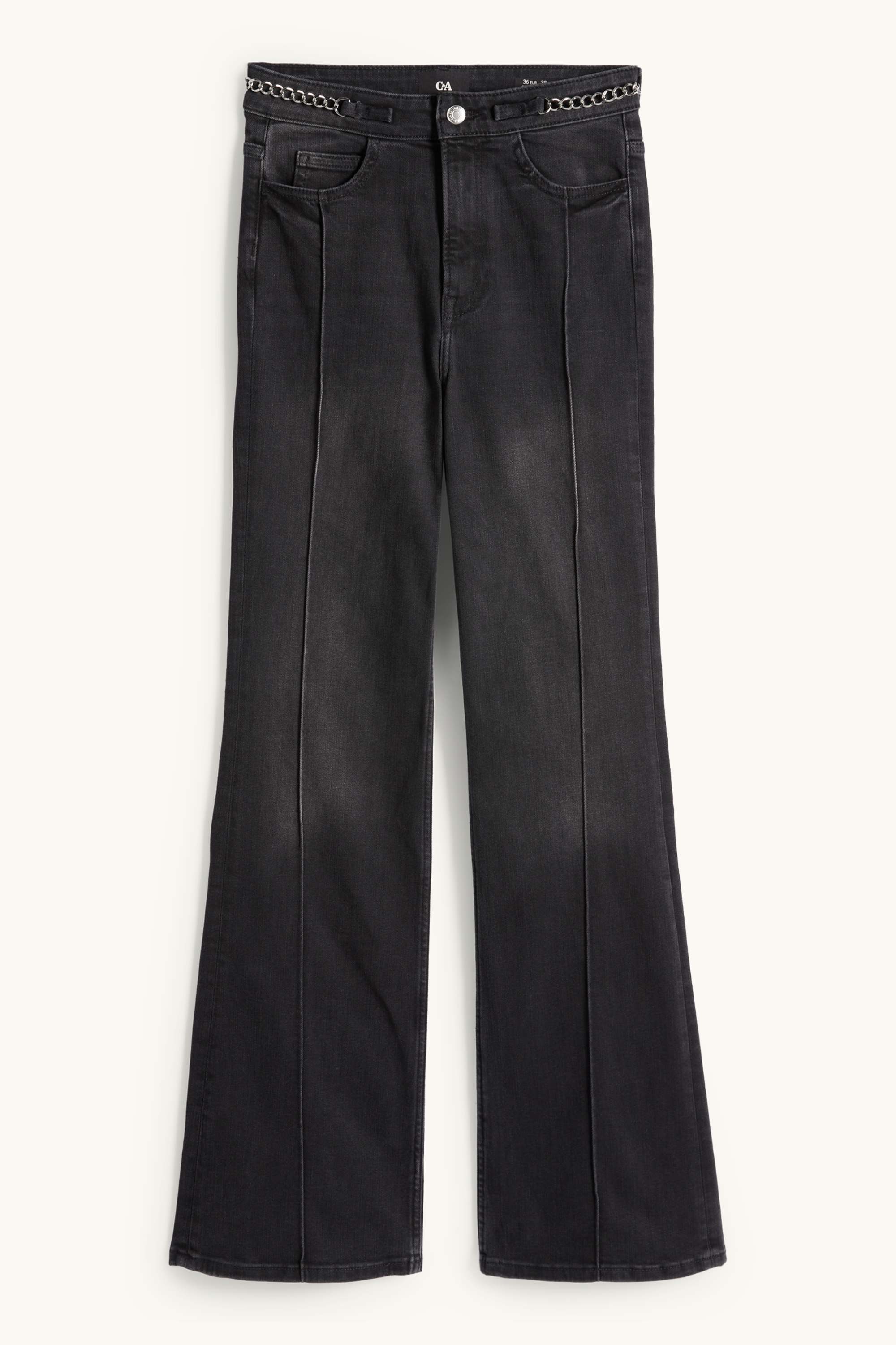 Flared jeans - high waist denim-dark gray