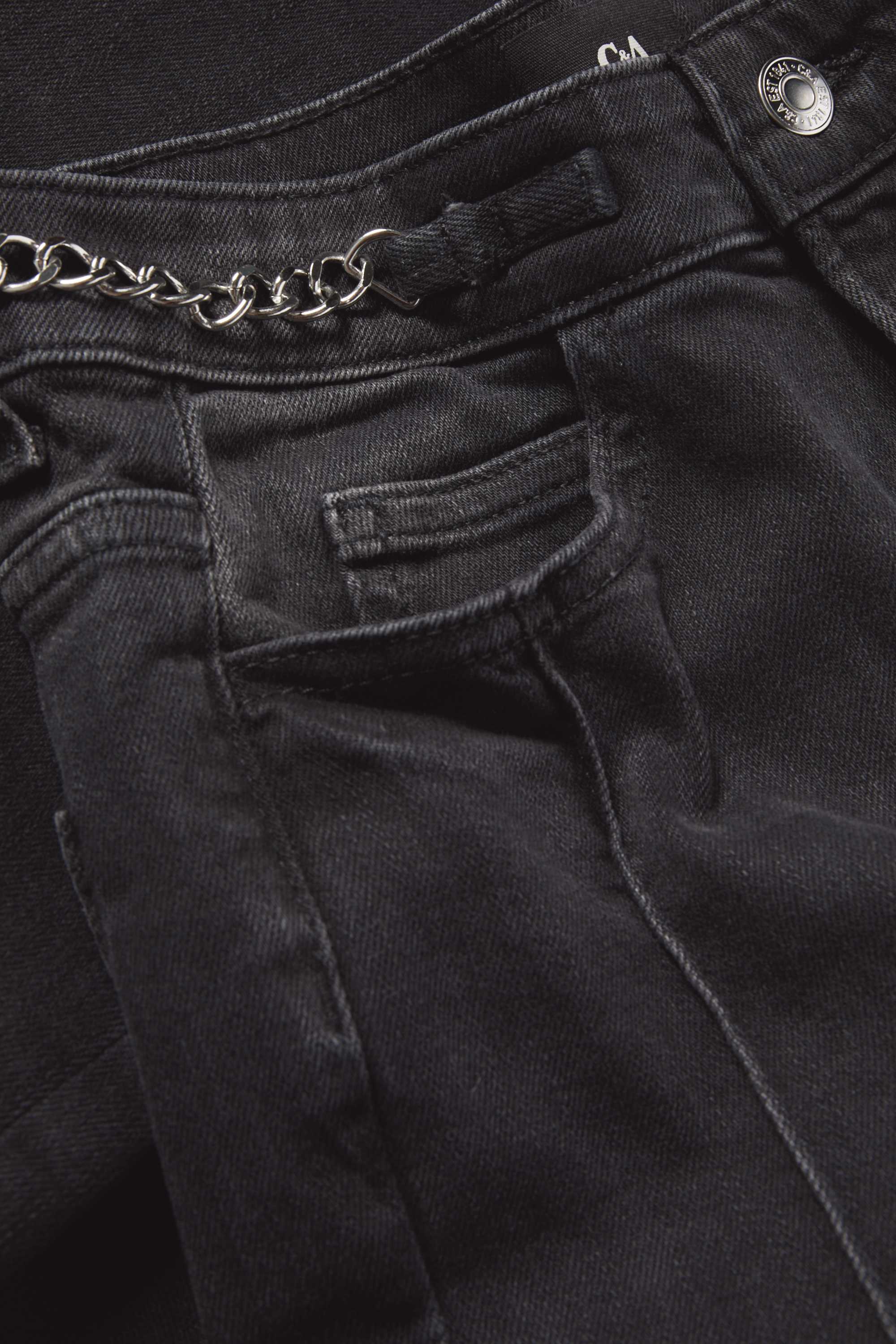 Flared jeans - high waist denim-dark gray