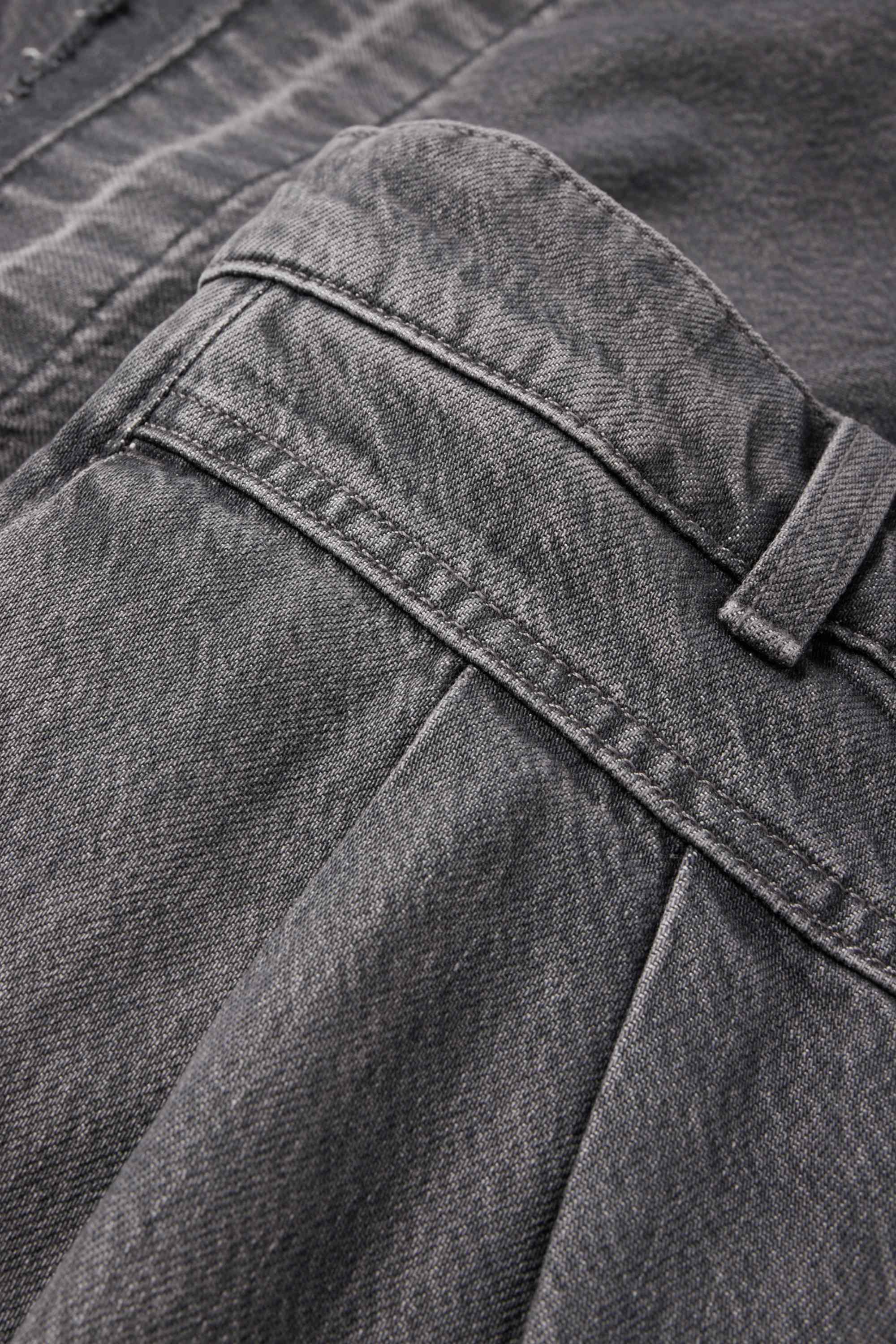 Wide leg jeans - mid-rise waist denim-gray