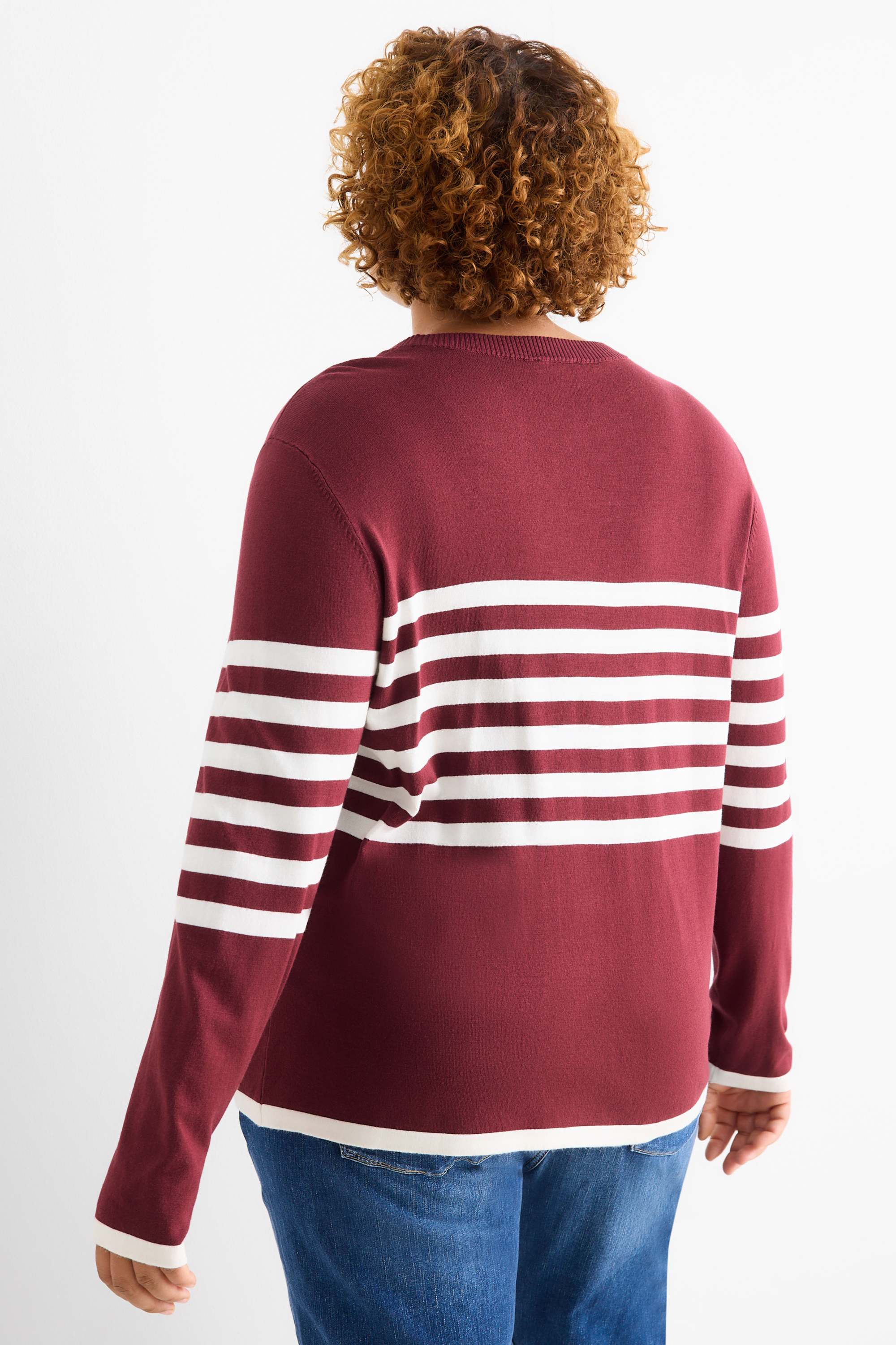 Jumper - striped bordeaux