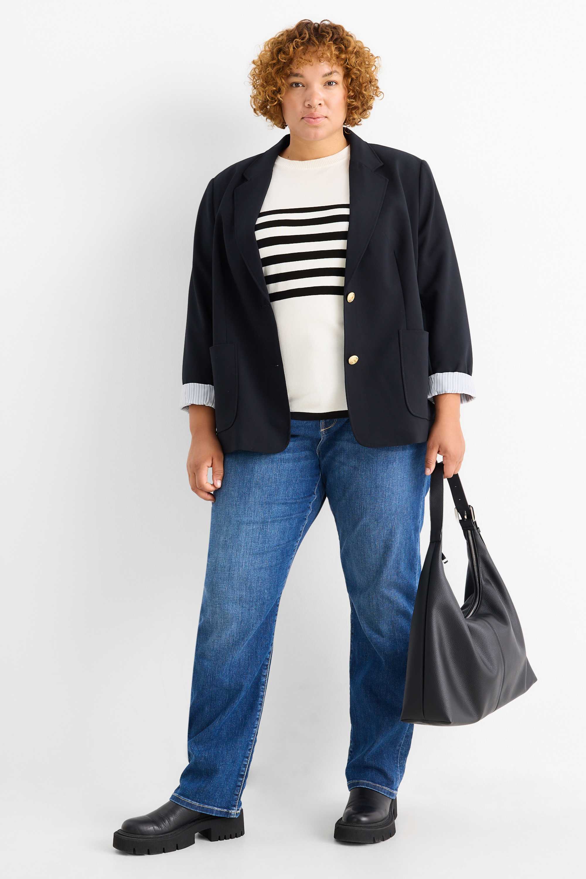 Jumper - striped white / black