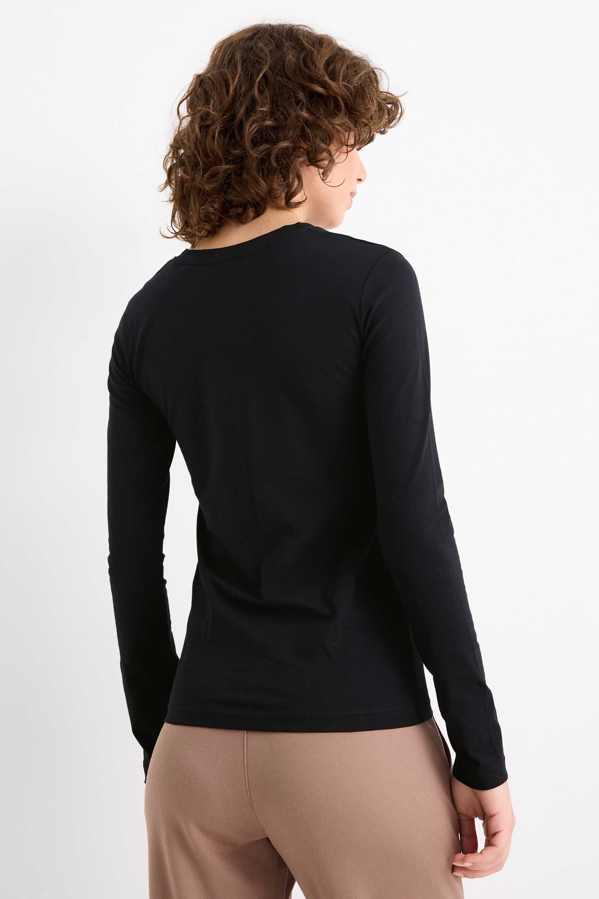 Multipack of 2 - long sleeve top - slim fit black