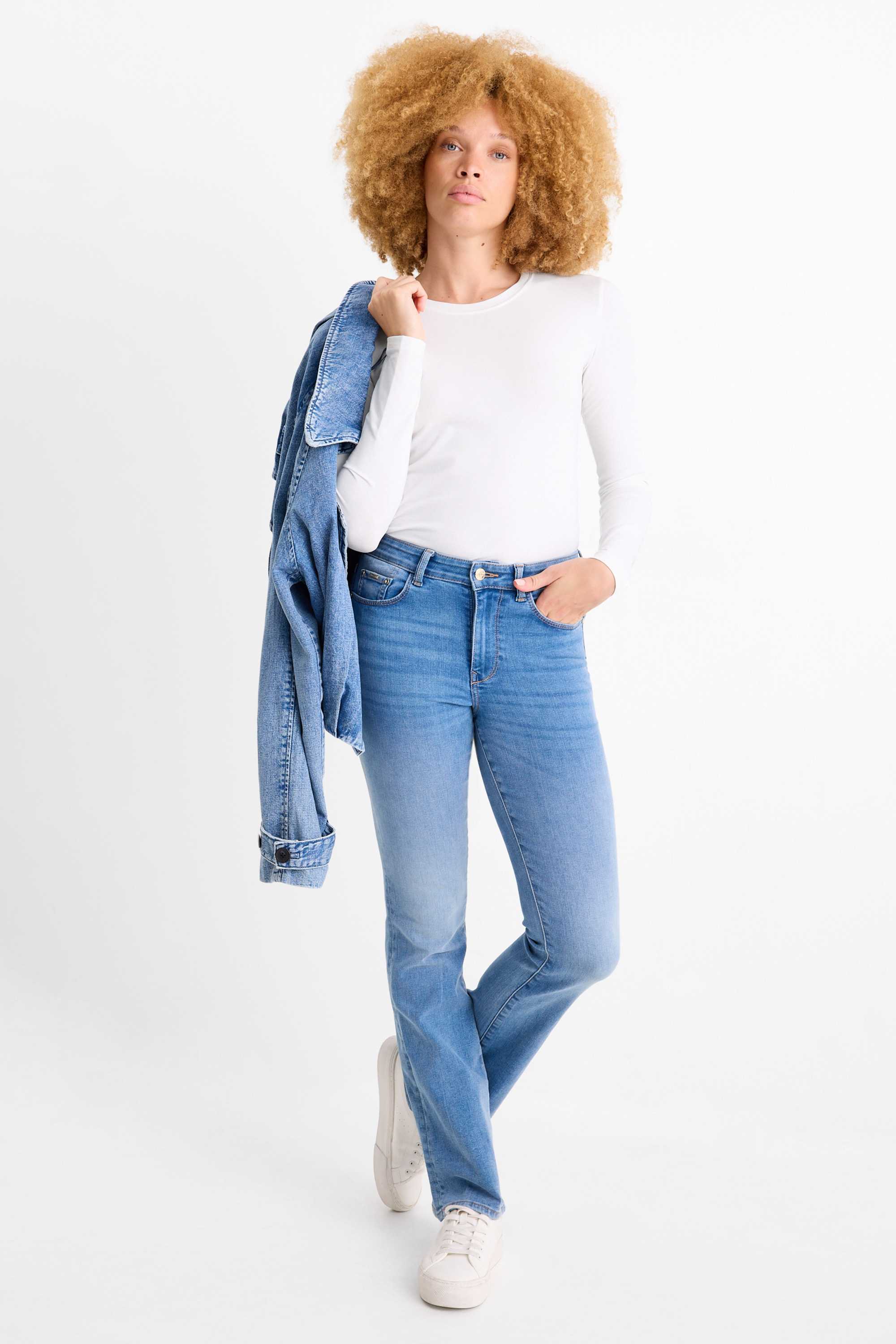 Multipack of 2 - long sleeve top - slim fit white
