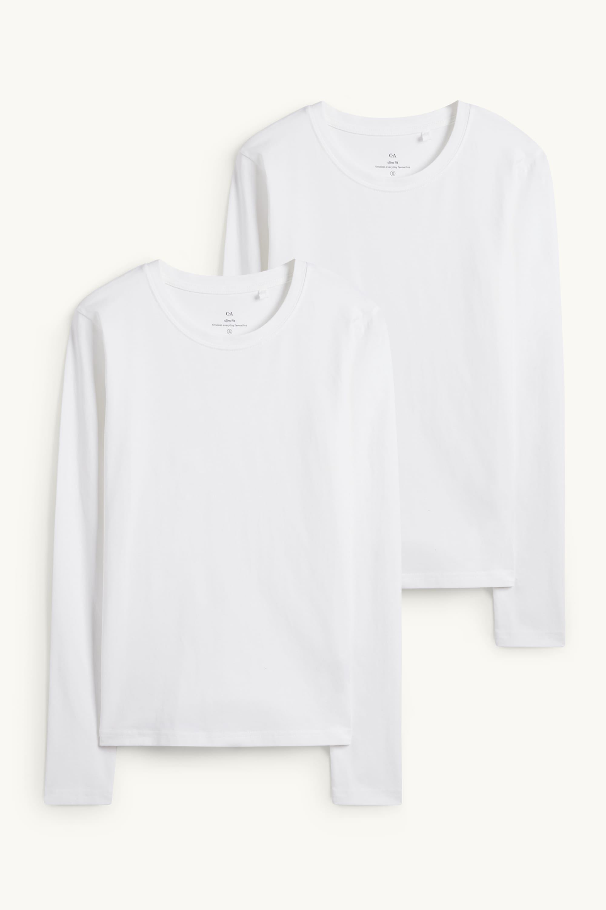 Multipack of 2 - long sleeve top - slim fit white