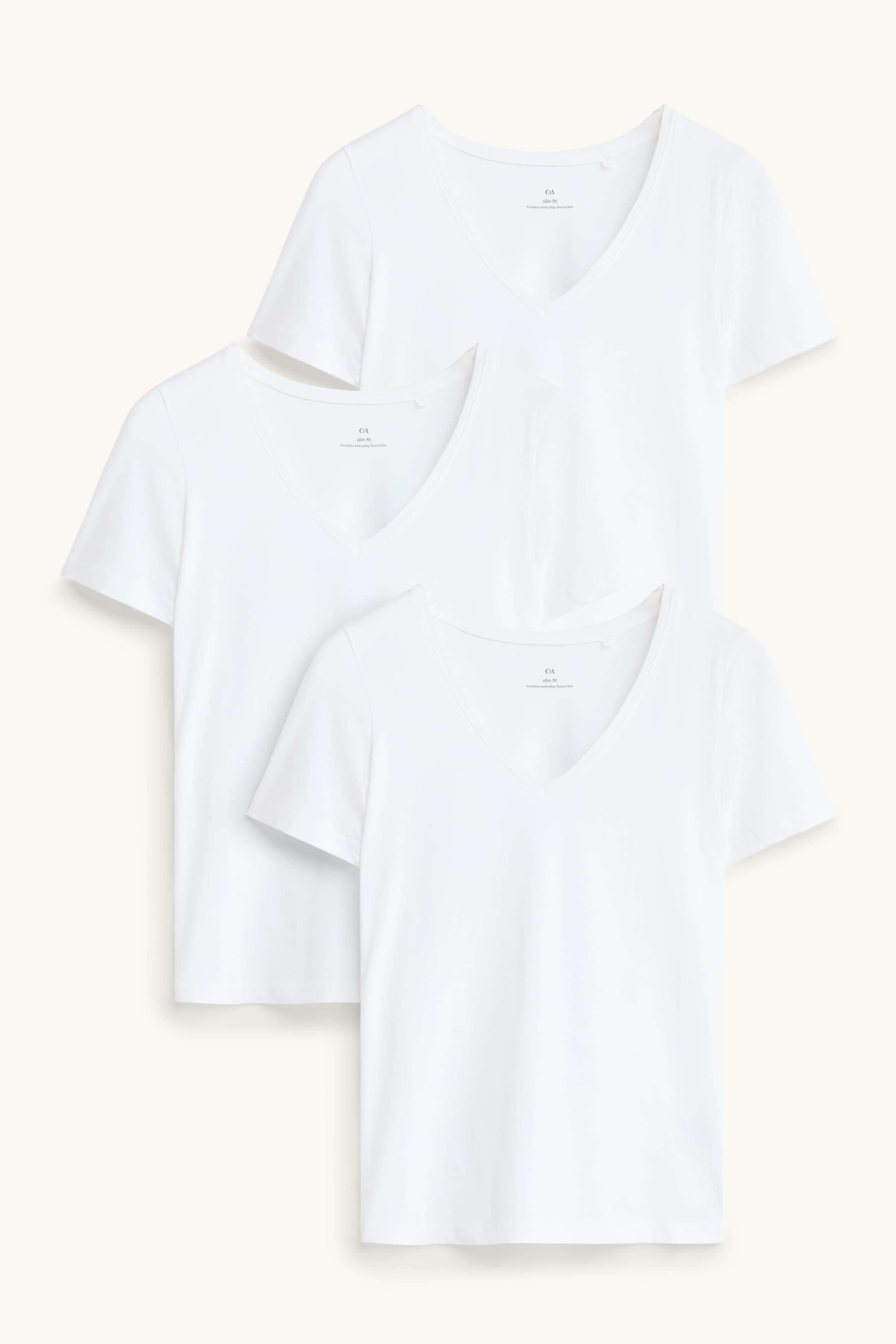 Multipack of 3 - V-neck T-shirt - slim fit white