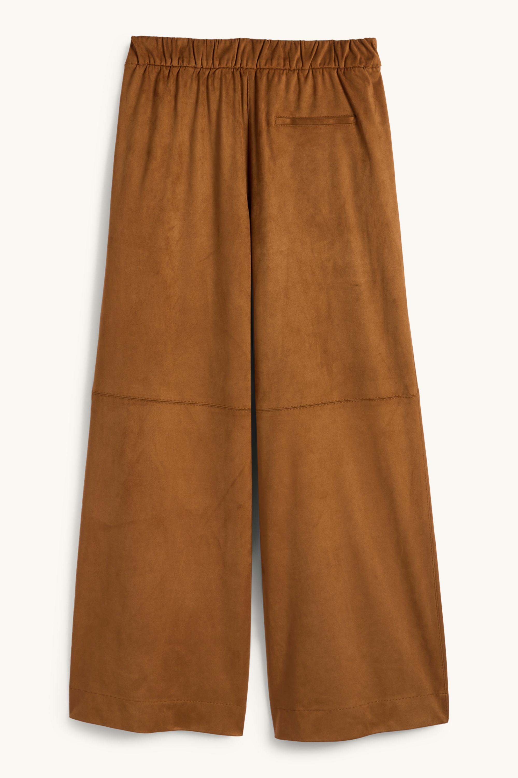 Trousers - mid-rise waist - straight fit - faux suede brown