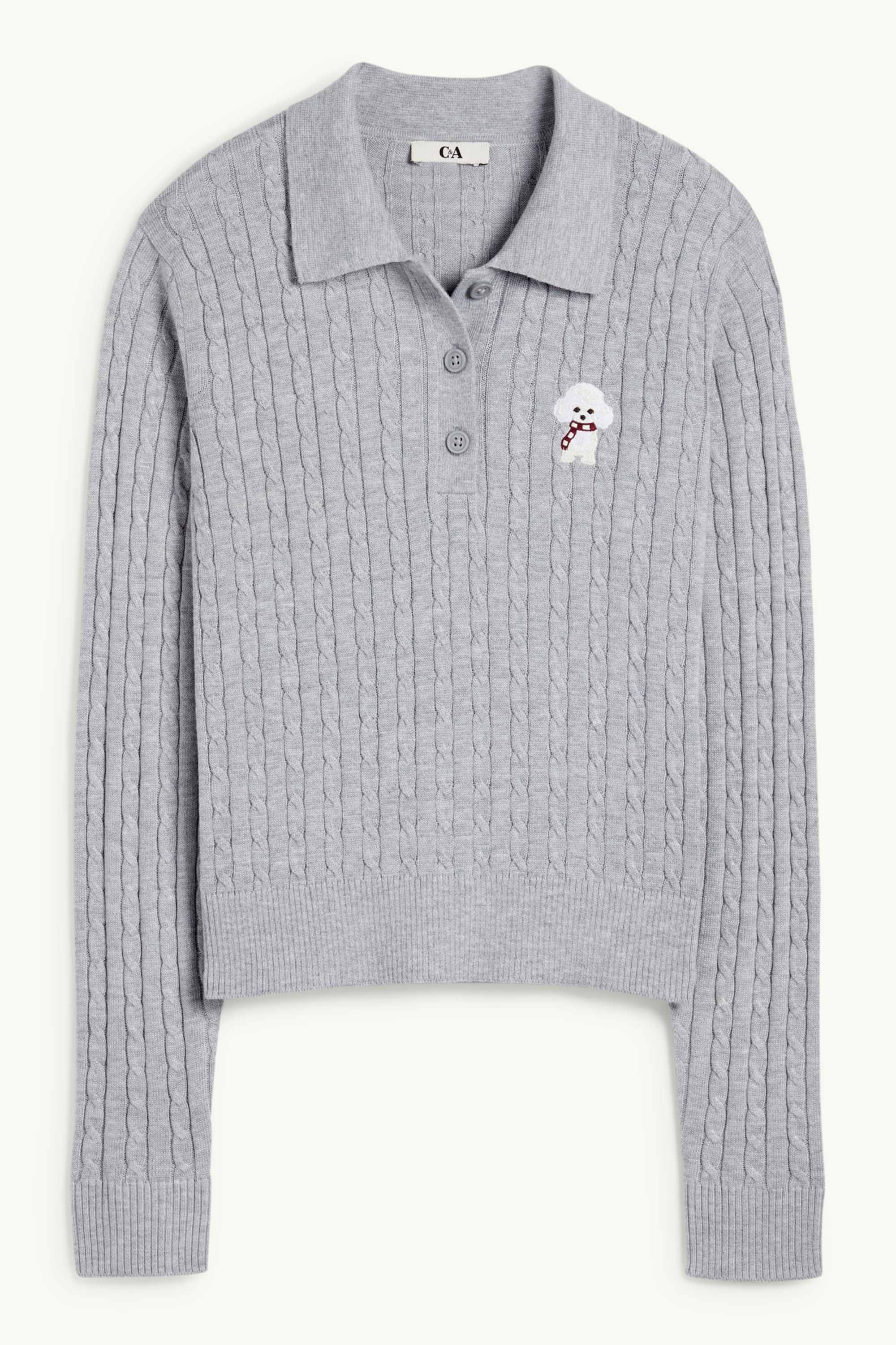 Jumper - cable knit pattern light gray