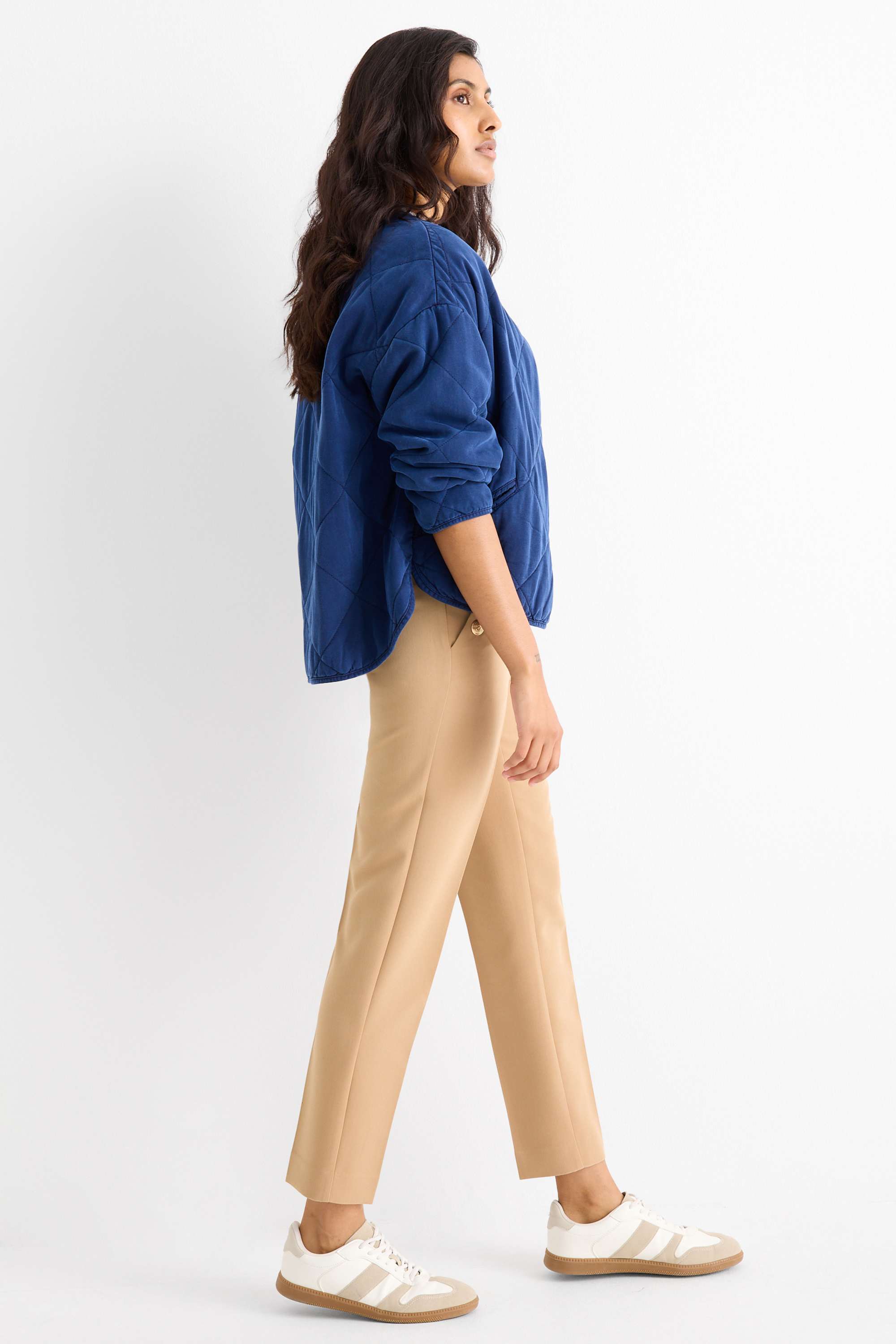 Cloth trousers - high waist - tapered fit beige