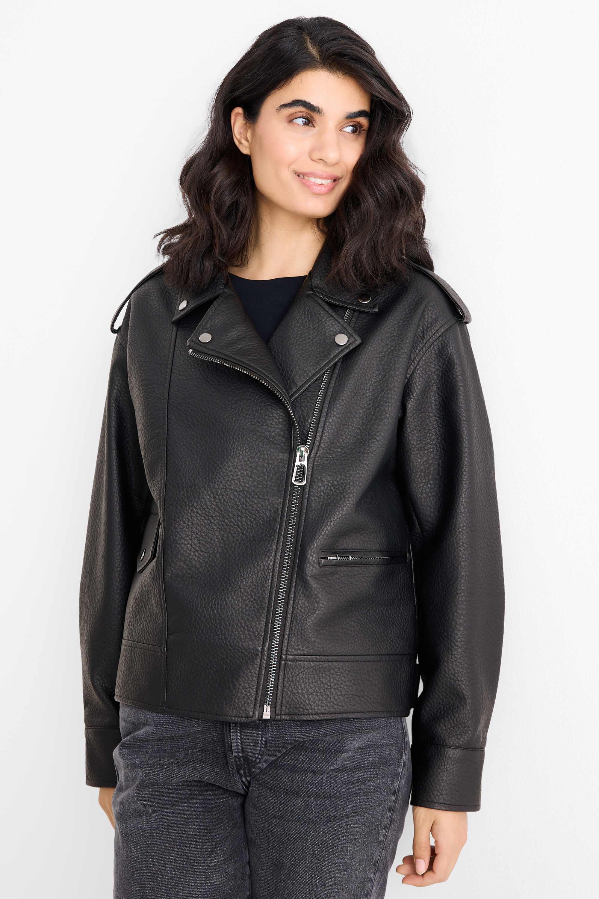 Biker jacket - faux leather black