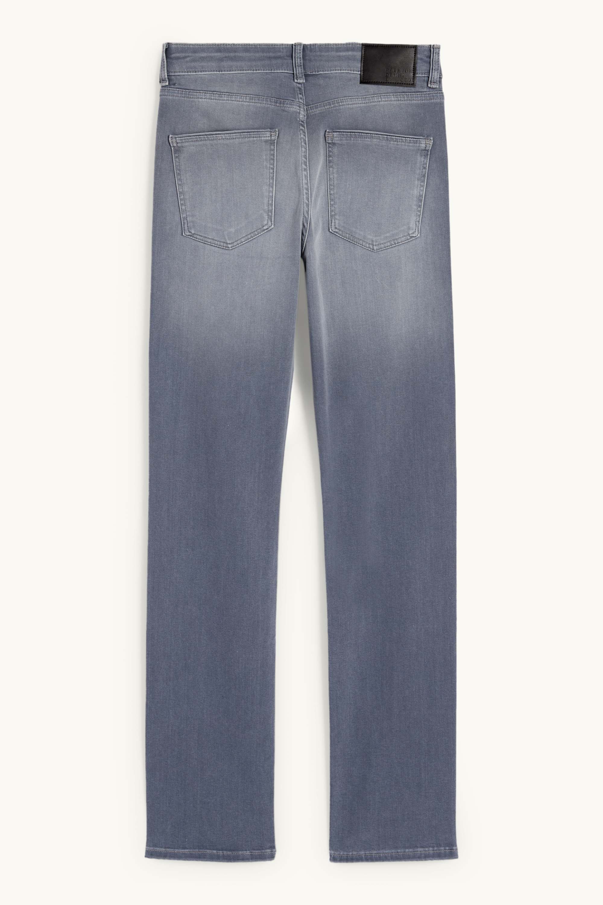Straight jeans - mid-rise waist denim-light gray