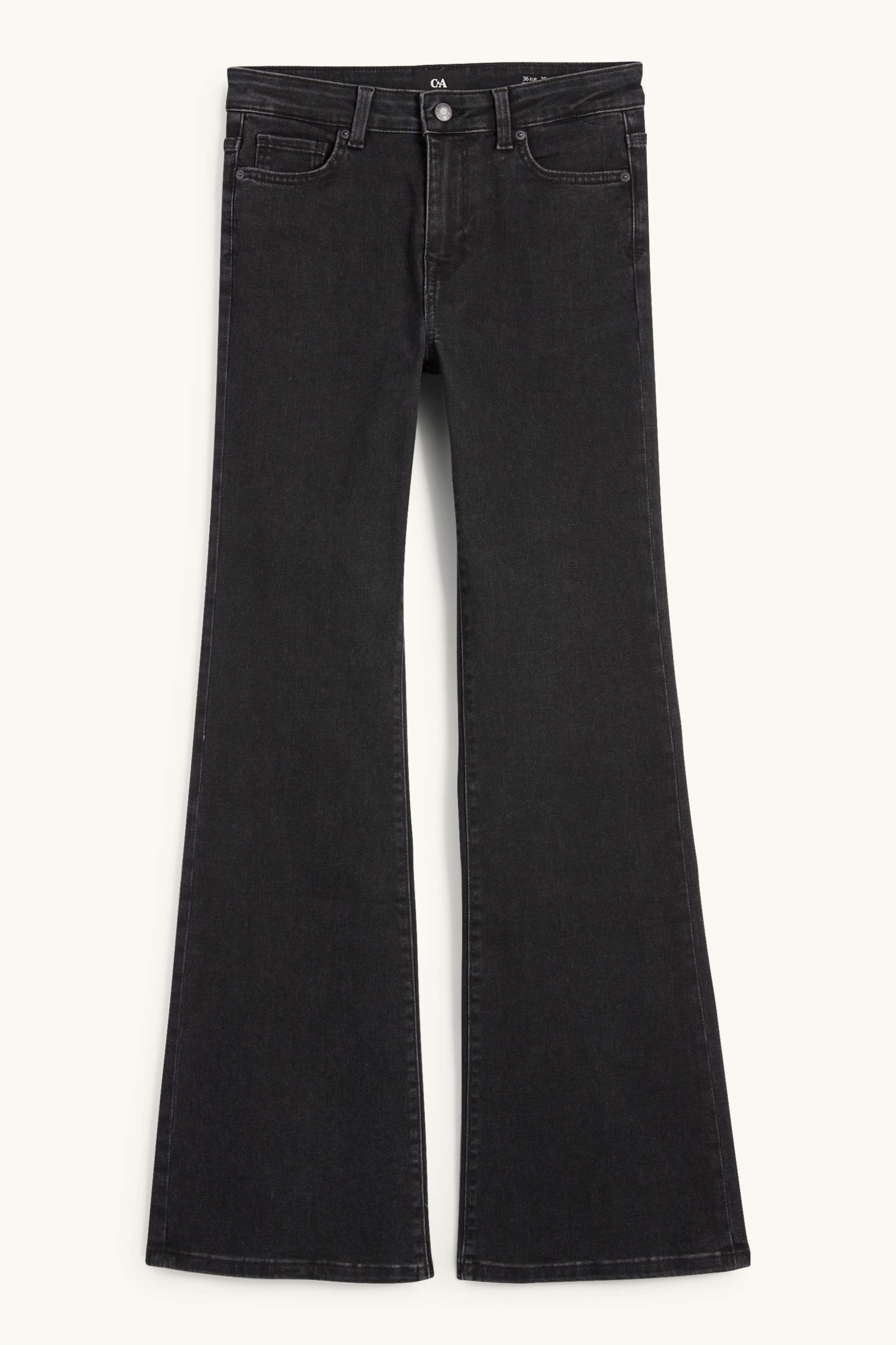 Flared jeans - mid-rise waist - LYCRA® denim-dark gray