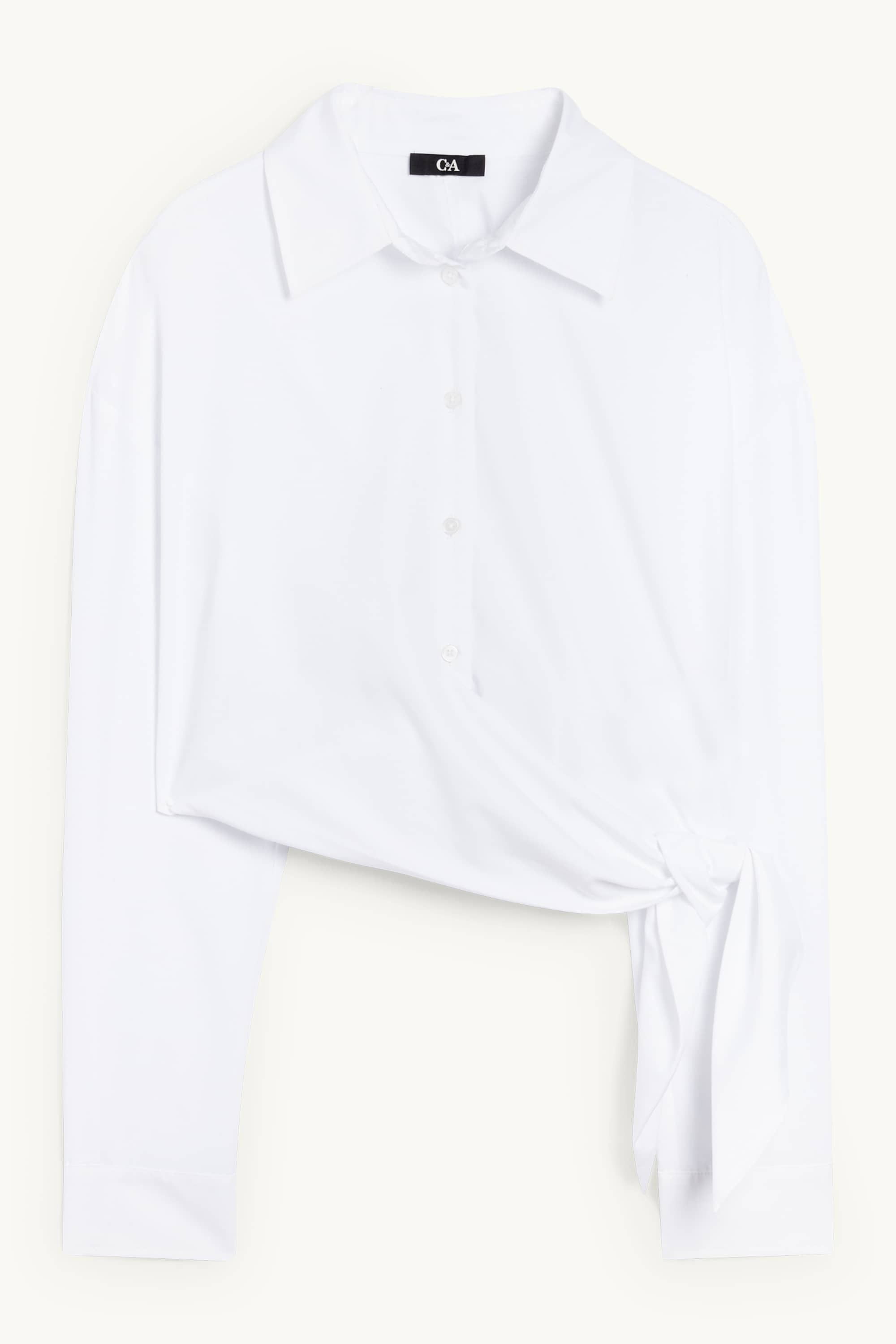 Cropped blouse with knot detail white