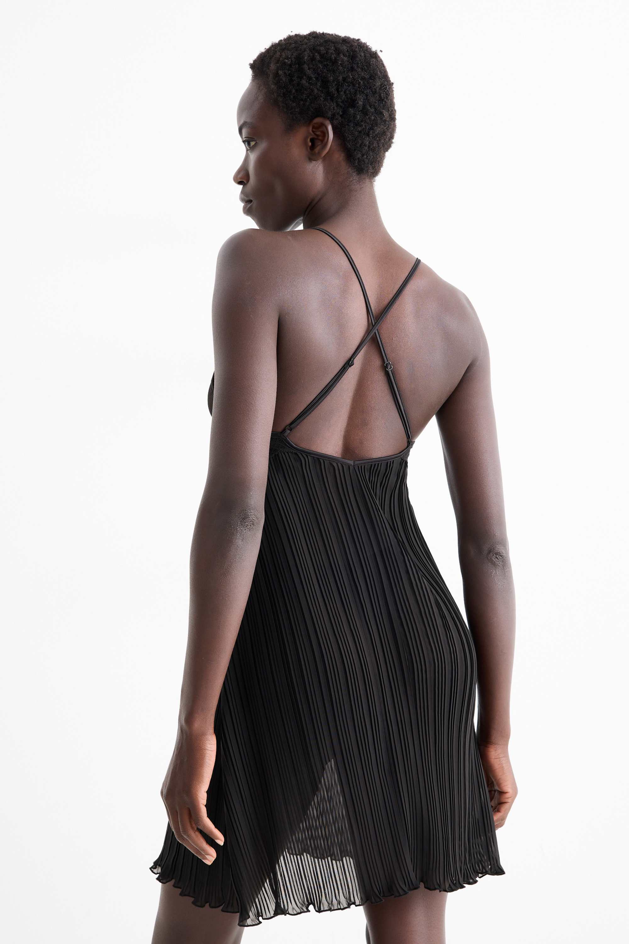 Plissé nightdress black