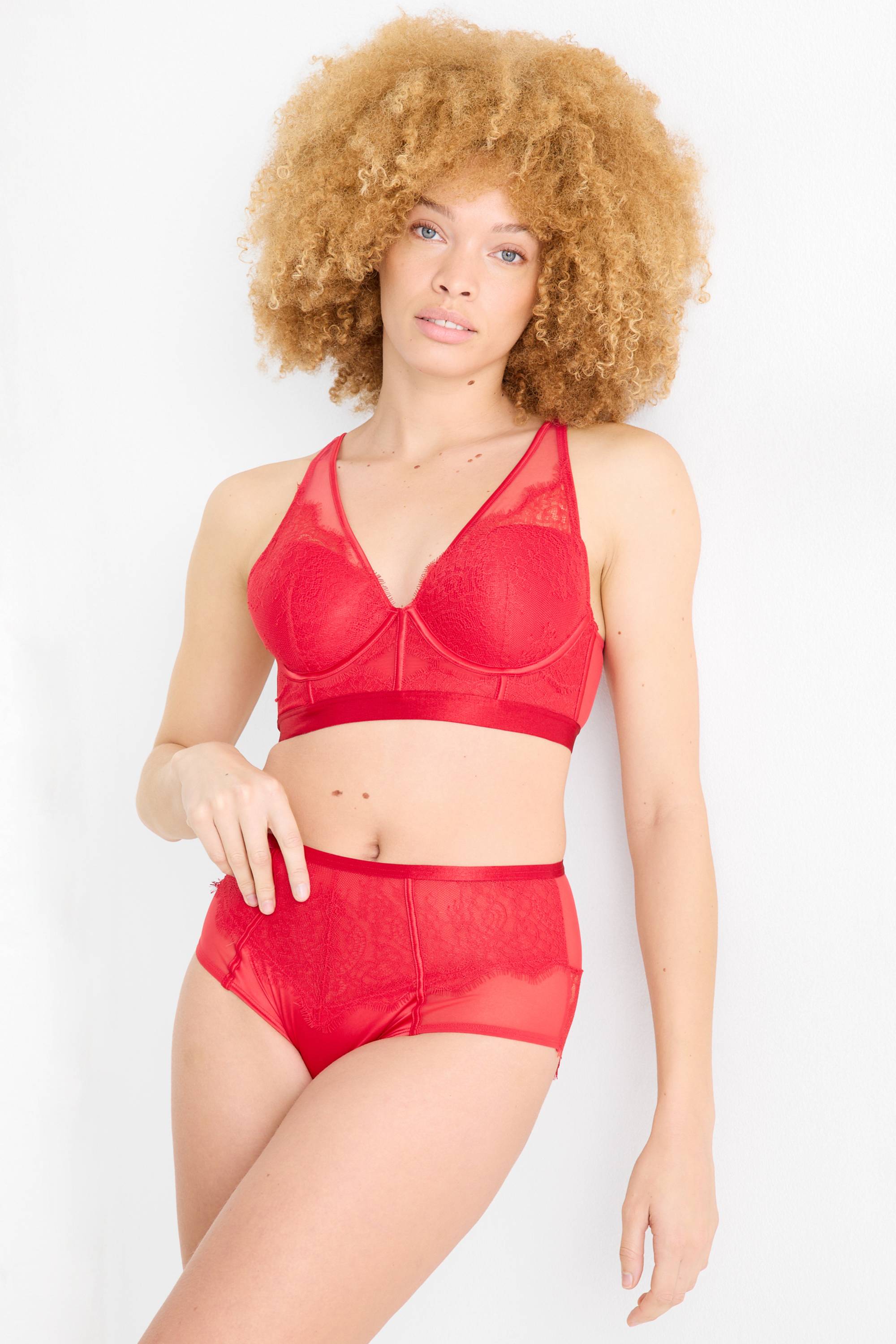 Underwire bra - PLUNGE - padded red