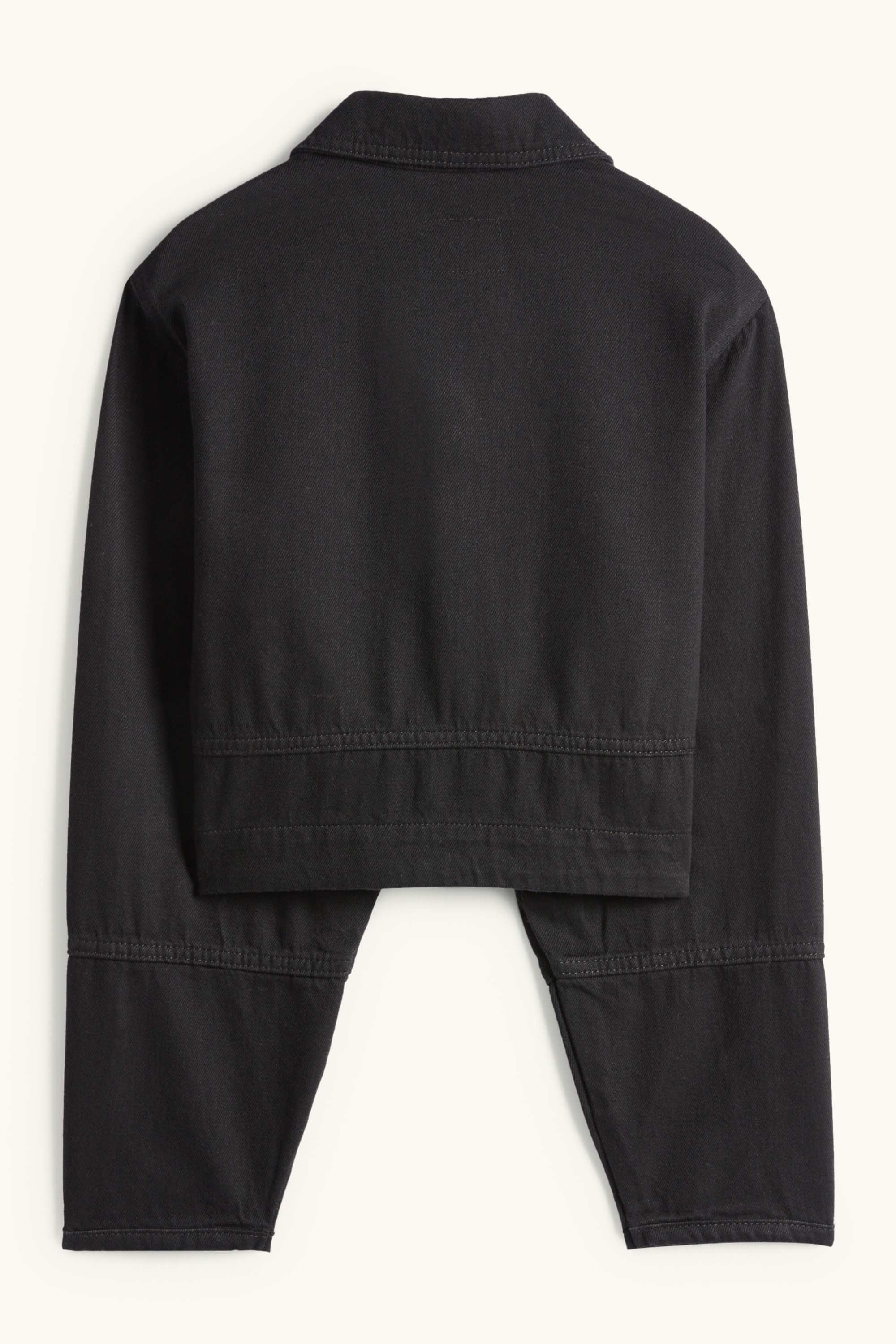 Cropped denim jacket with rhinestones black