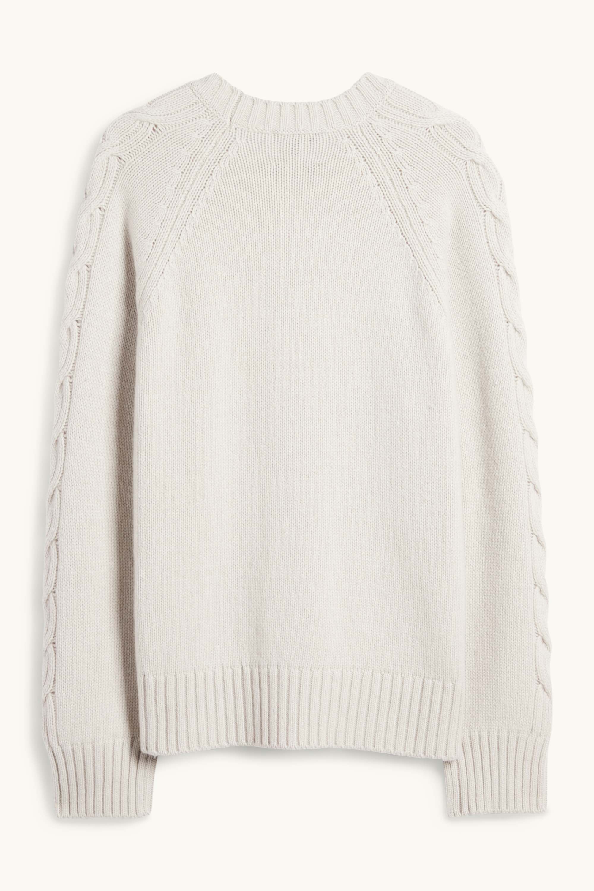 Cashmere jumper - cable knit pattern light gray