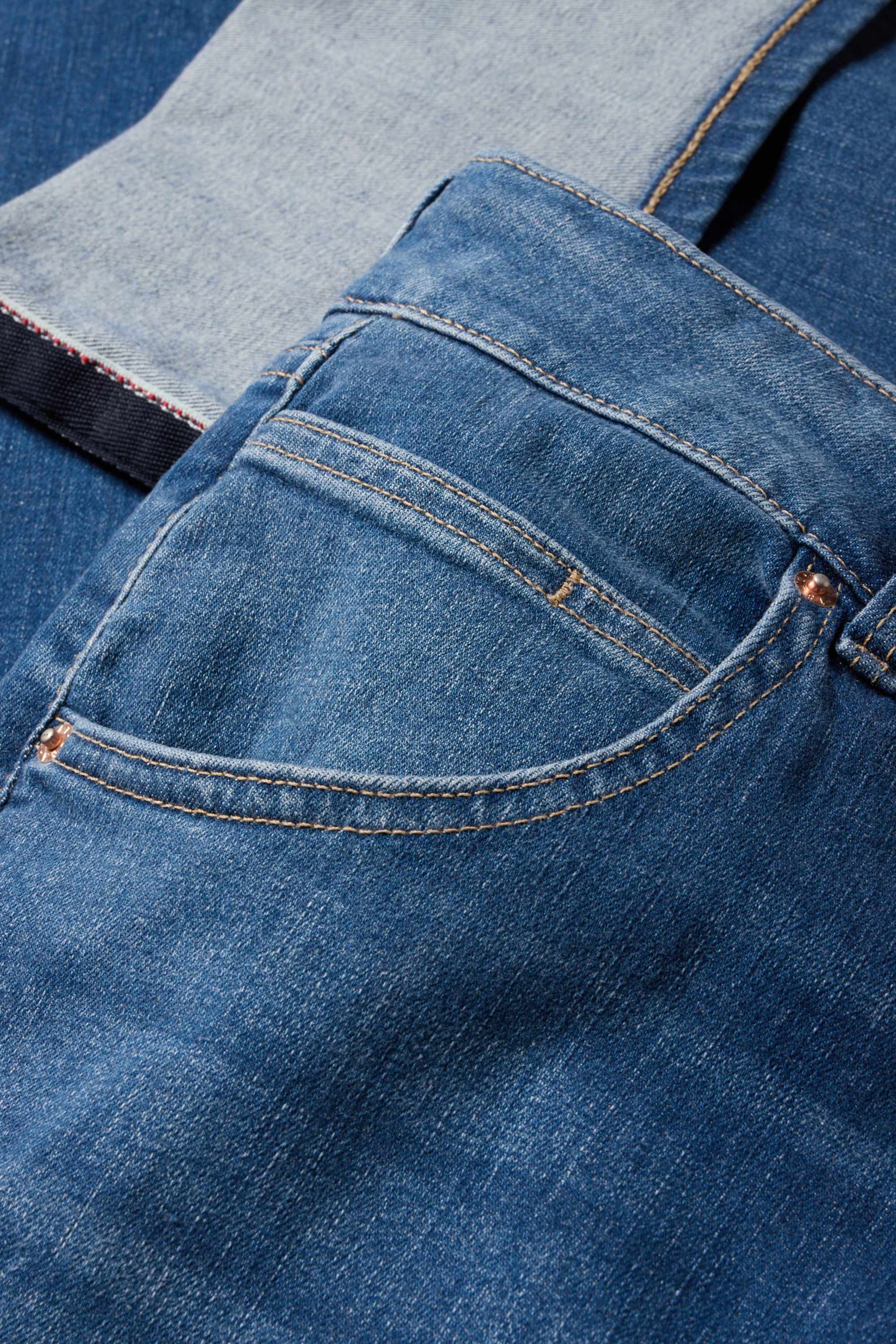 Straight jeans - mid-rise waist - LYCRA® blue denim