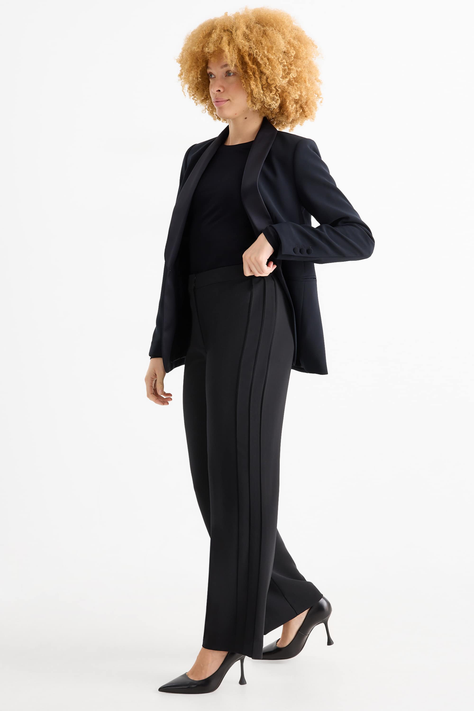 Business trousers - mid-rise waist - regular fit black