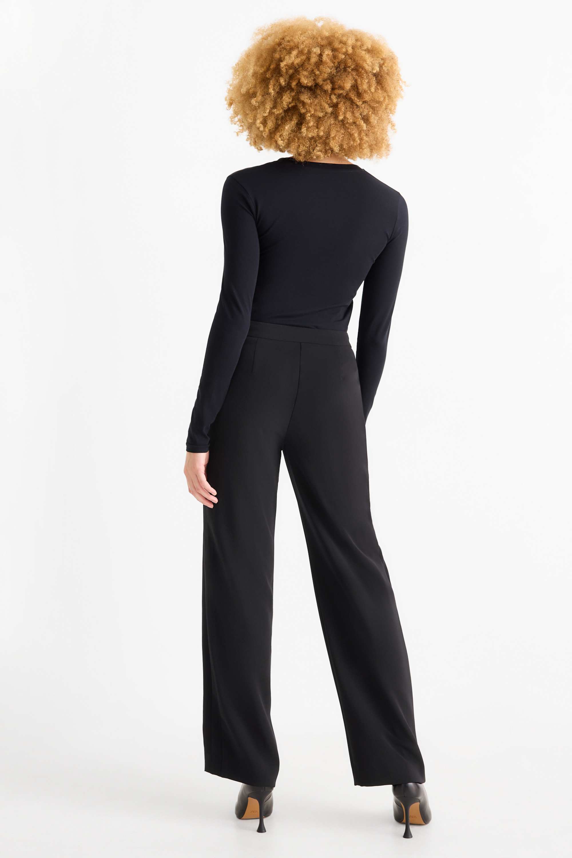 Business trousers - mid-rise waist - regular fit black
