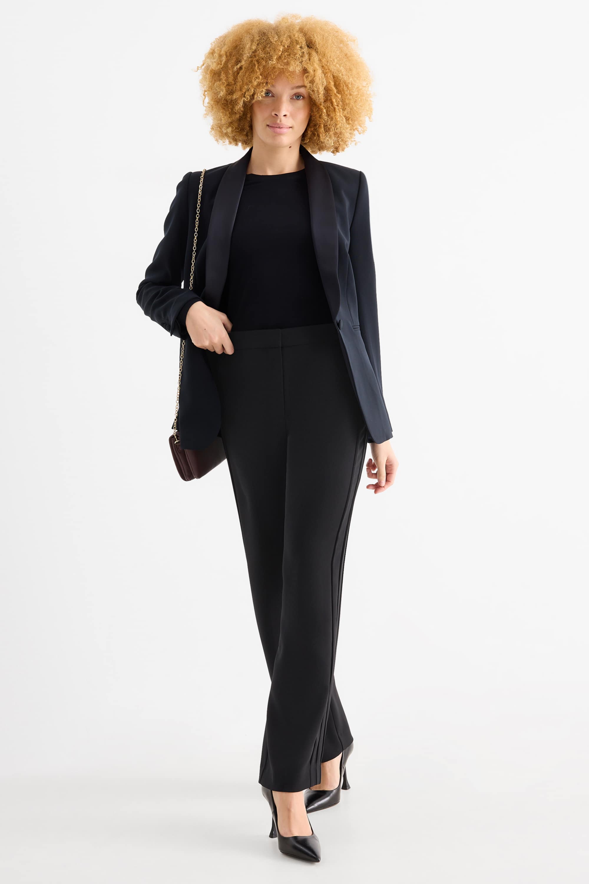 Business trousers - mid-rise waist - regular fit black