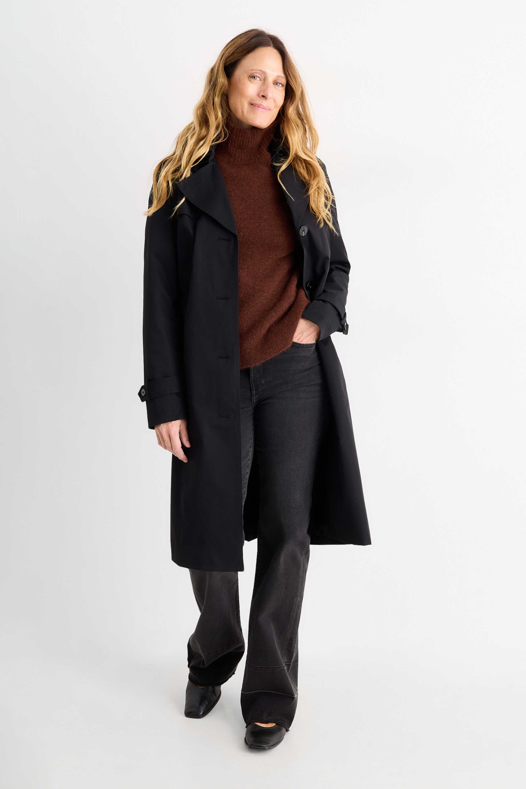 Jumper with stand-up collar - alpaca blend dark brown