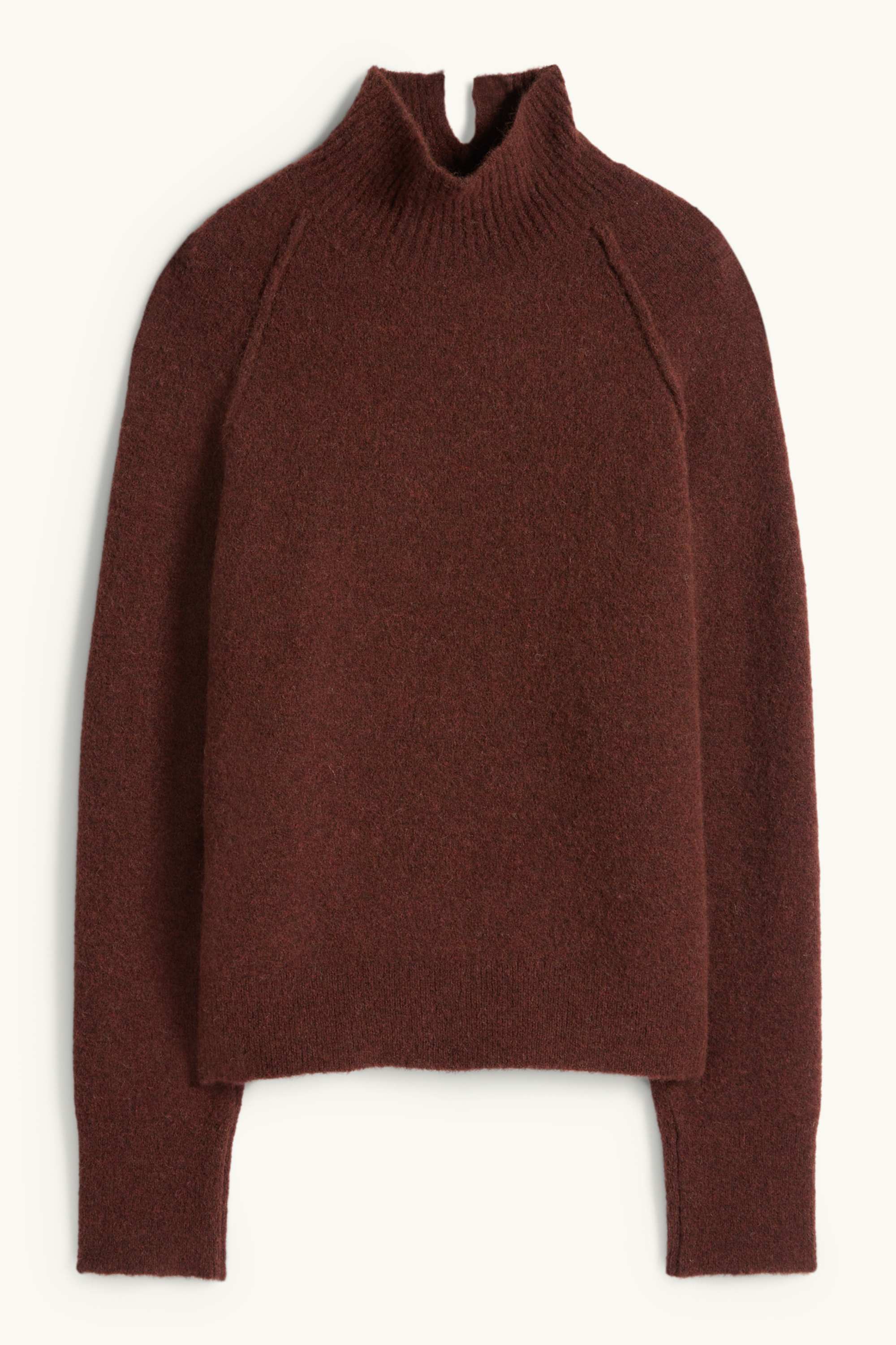 Jumper with stand-up collar - alpaca blend dark brown