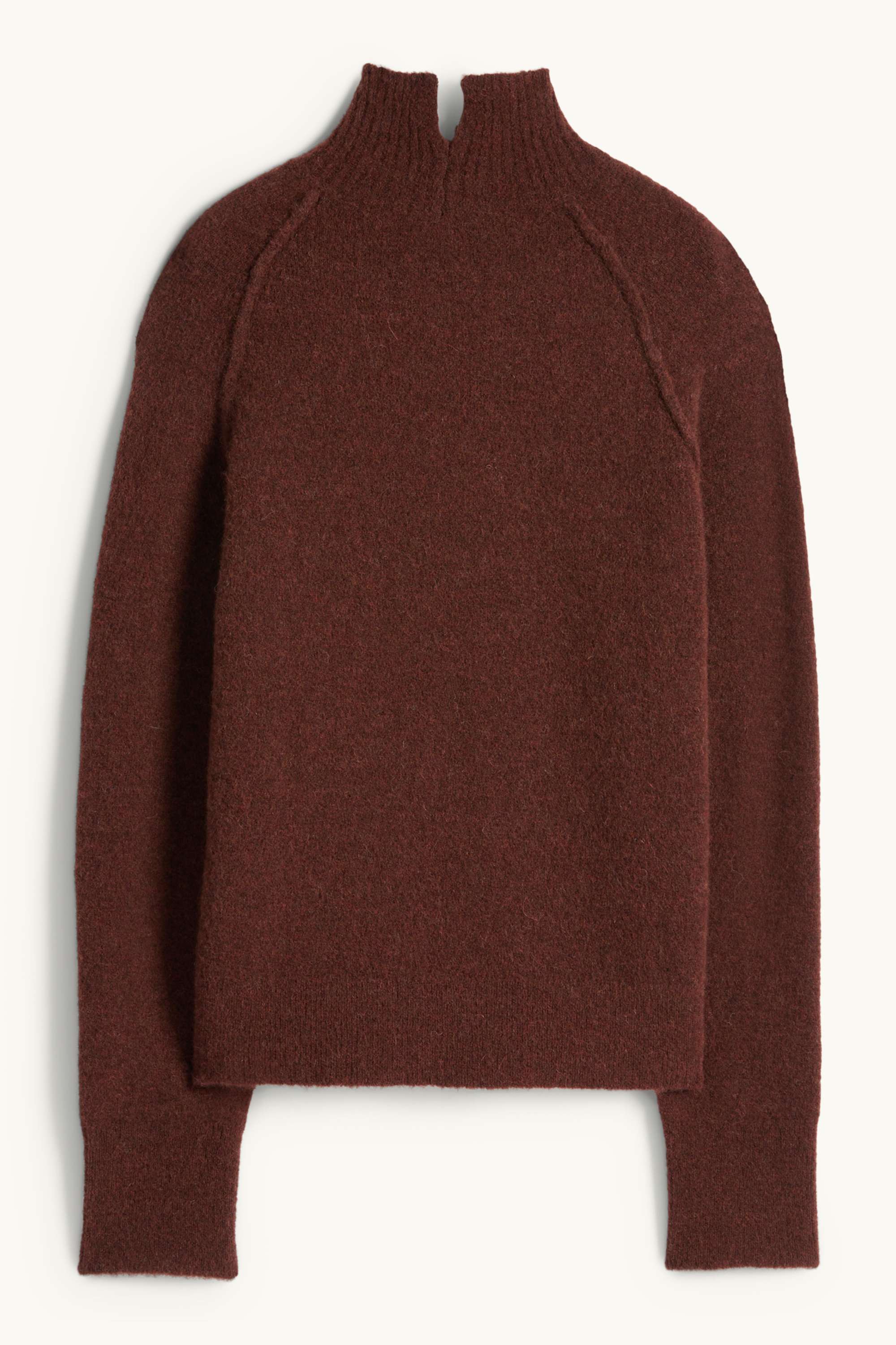 Jumper with stand-up collar - alpaca blend dark brown