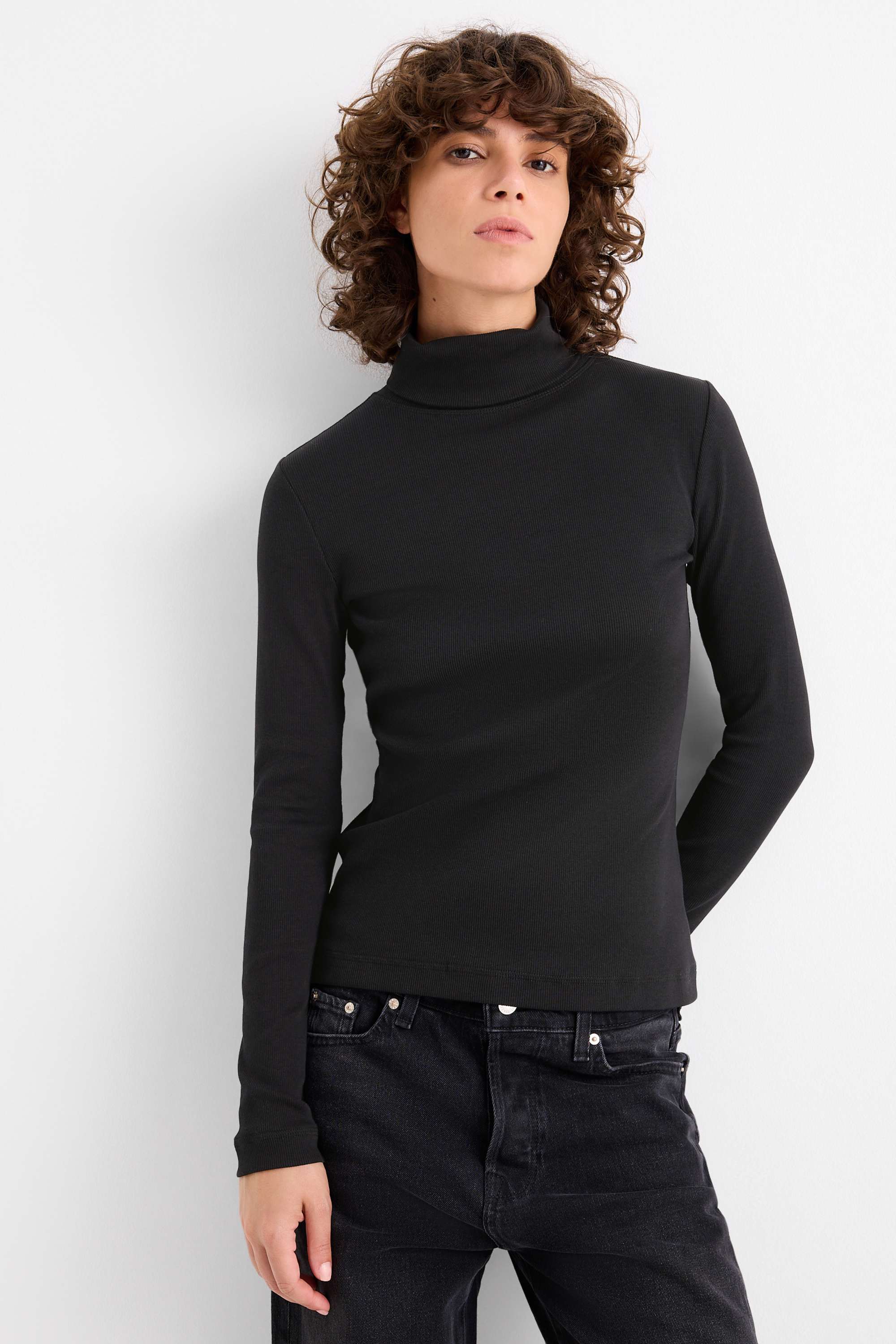 Multipack of 2 - turtleneck top - ribbed black