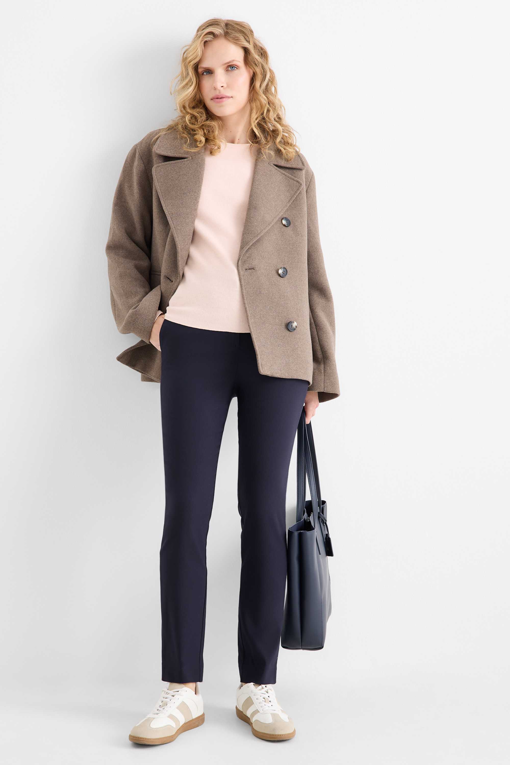 Cloth trousers - mid-rise waist - tapered fit dark blue