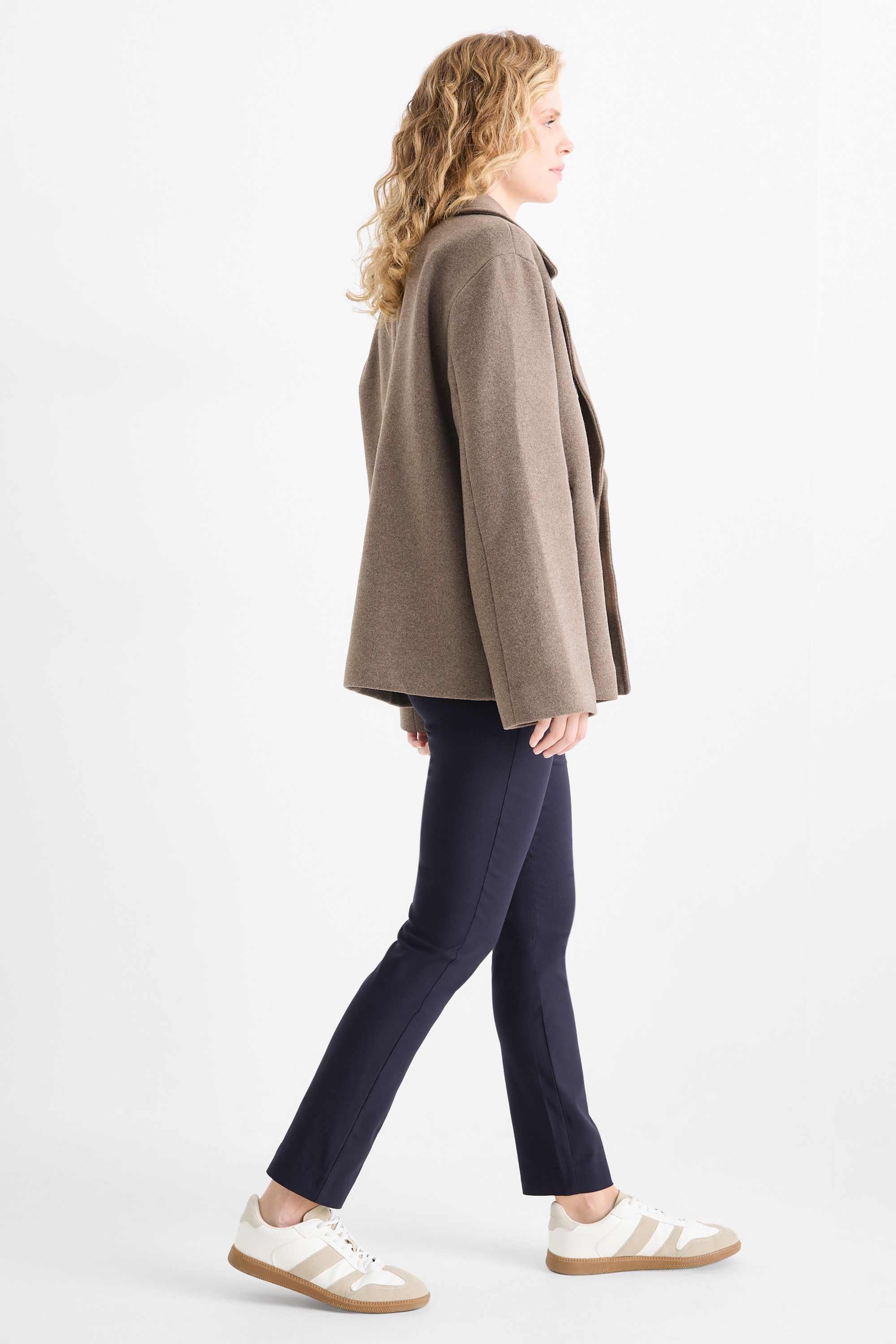 Cloth trousers - mid-rise waist - tapered fit dark blue