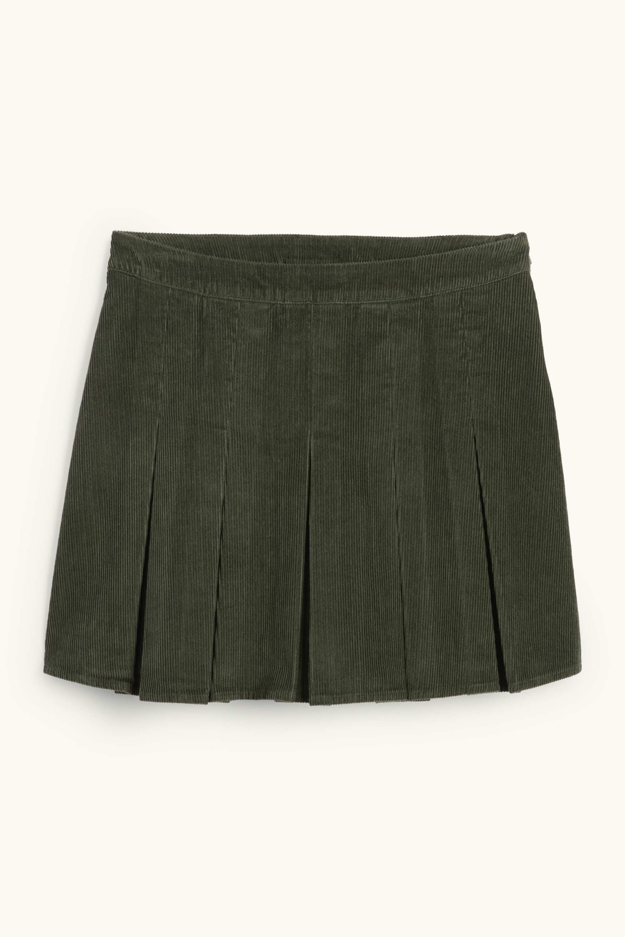 Corduroy pleated skirt dark green
