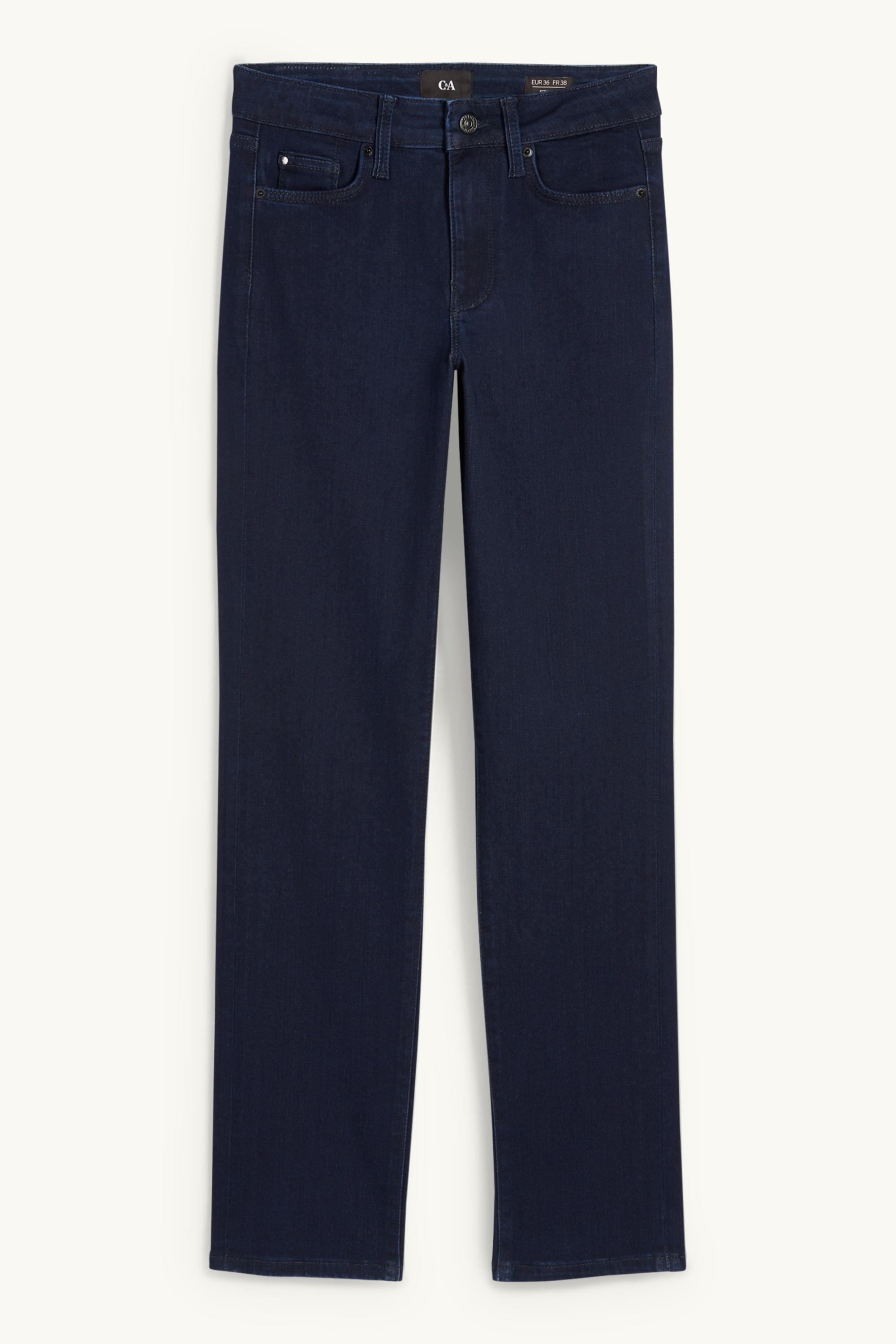 Straight jeans - mid-rise waist denim-dark blue