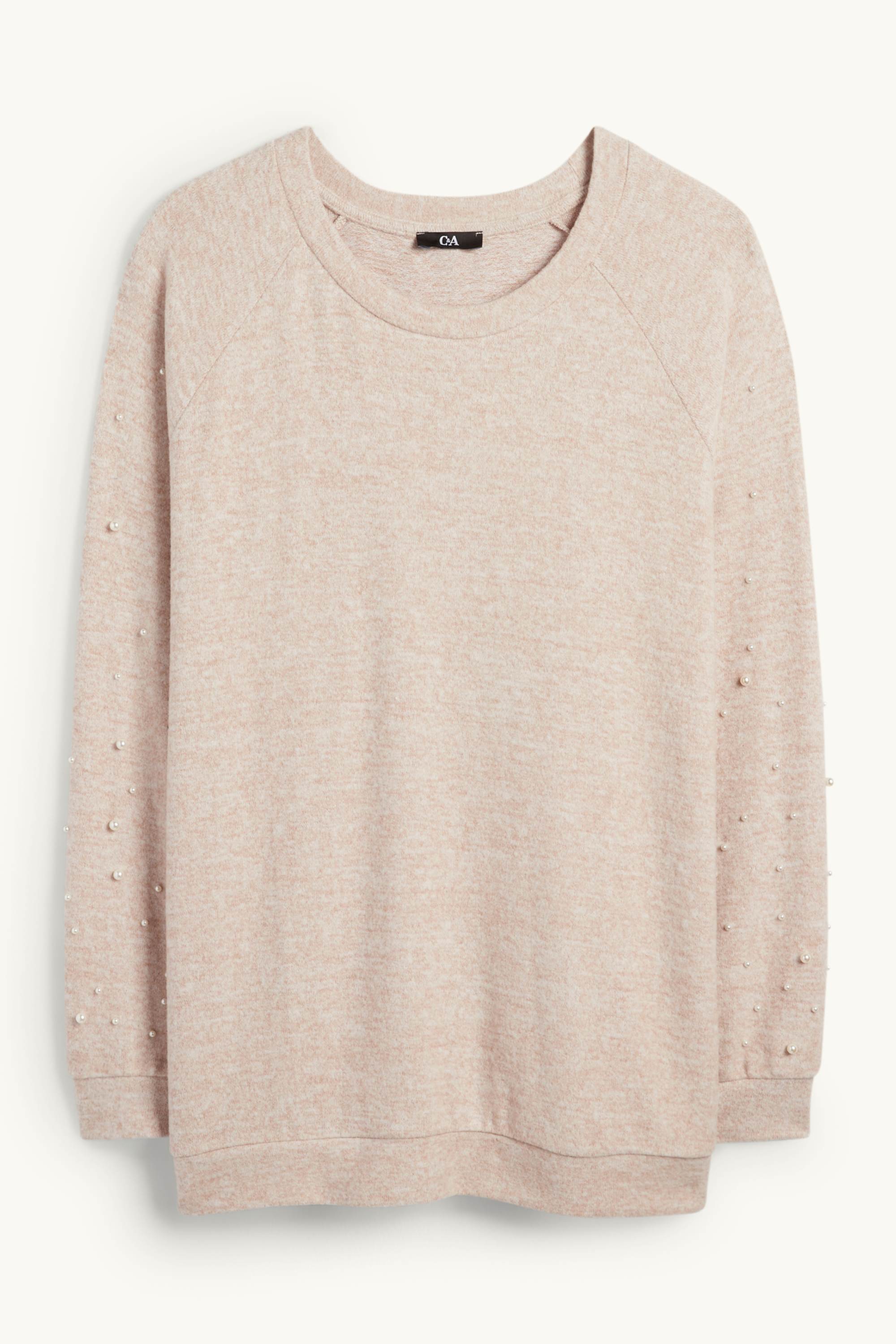 Sweatshirt with beads light beige