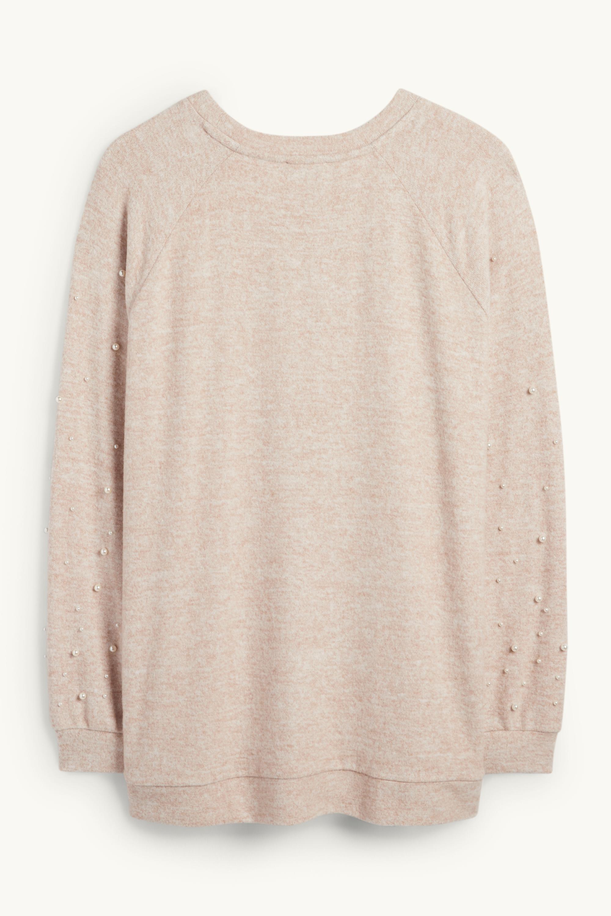 Sweatshirt with beads light beige