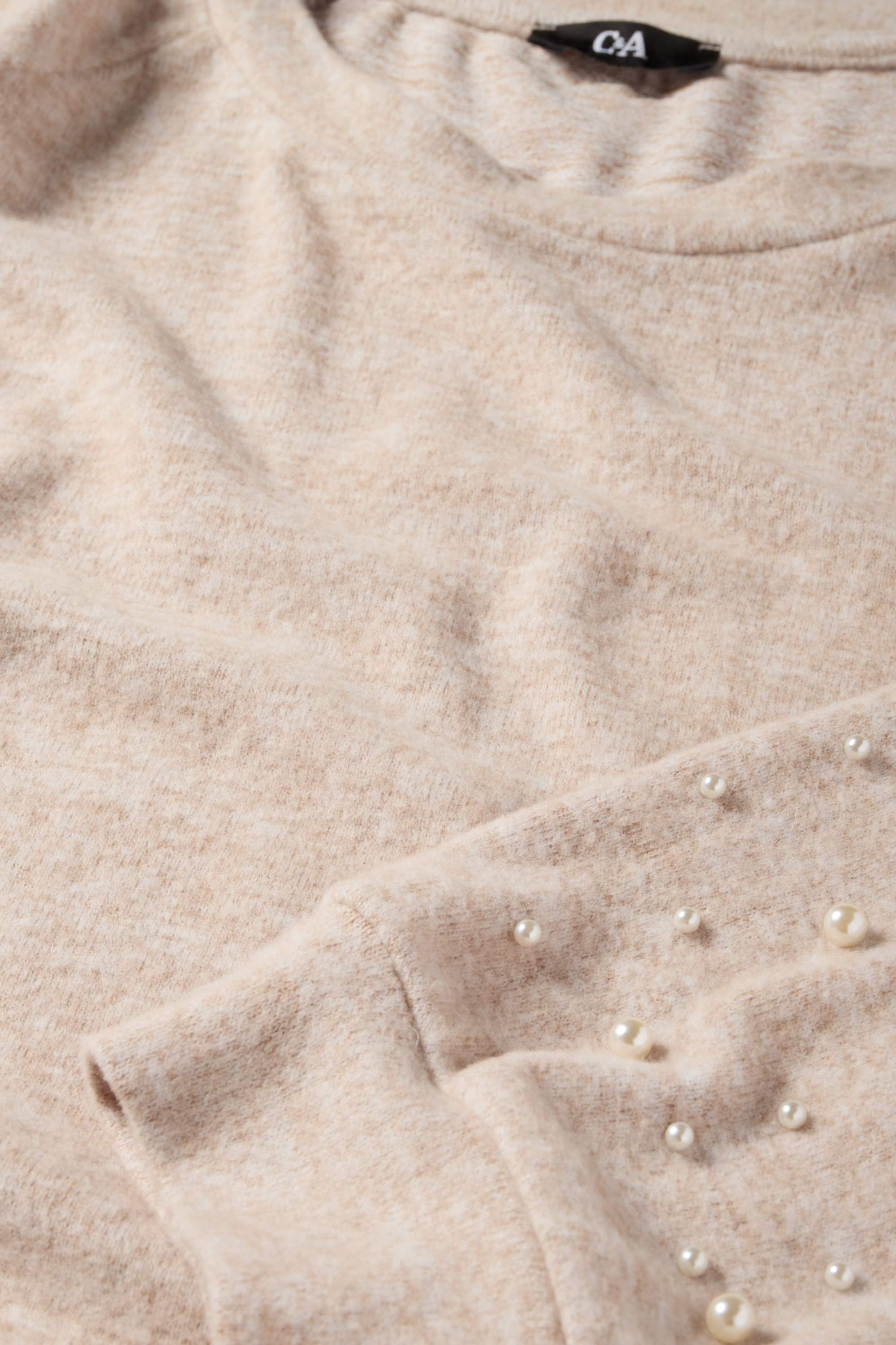 Sweatshirt with beads light beige