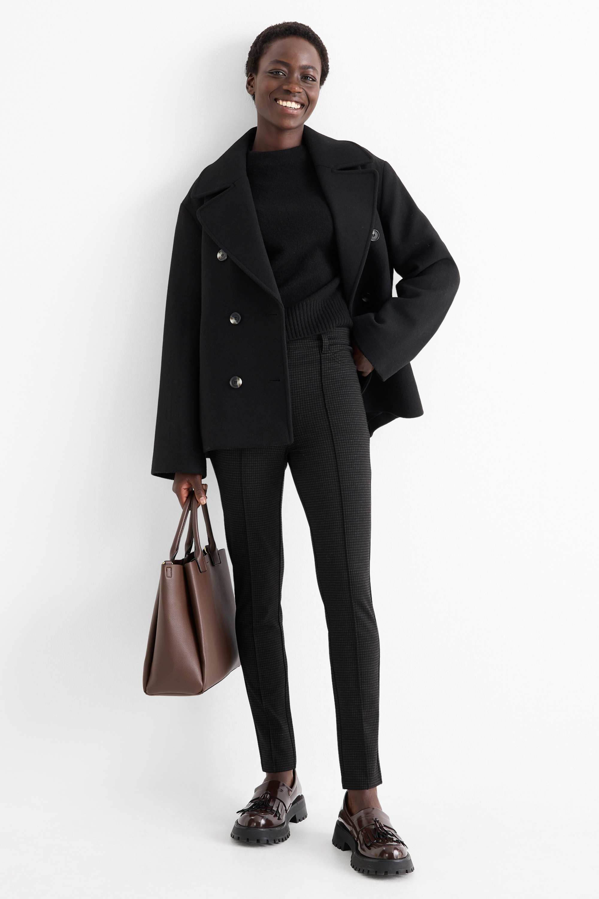 Leggings - check dark gray