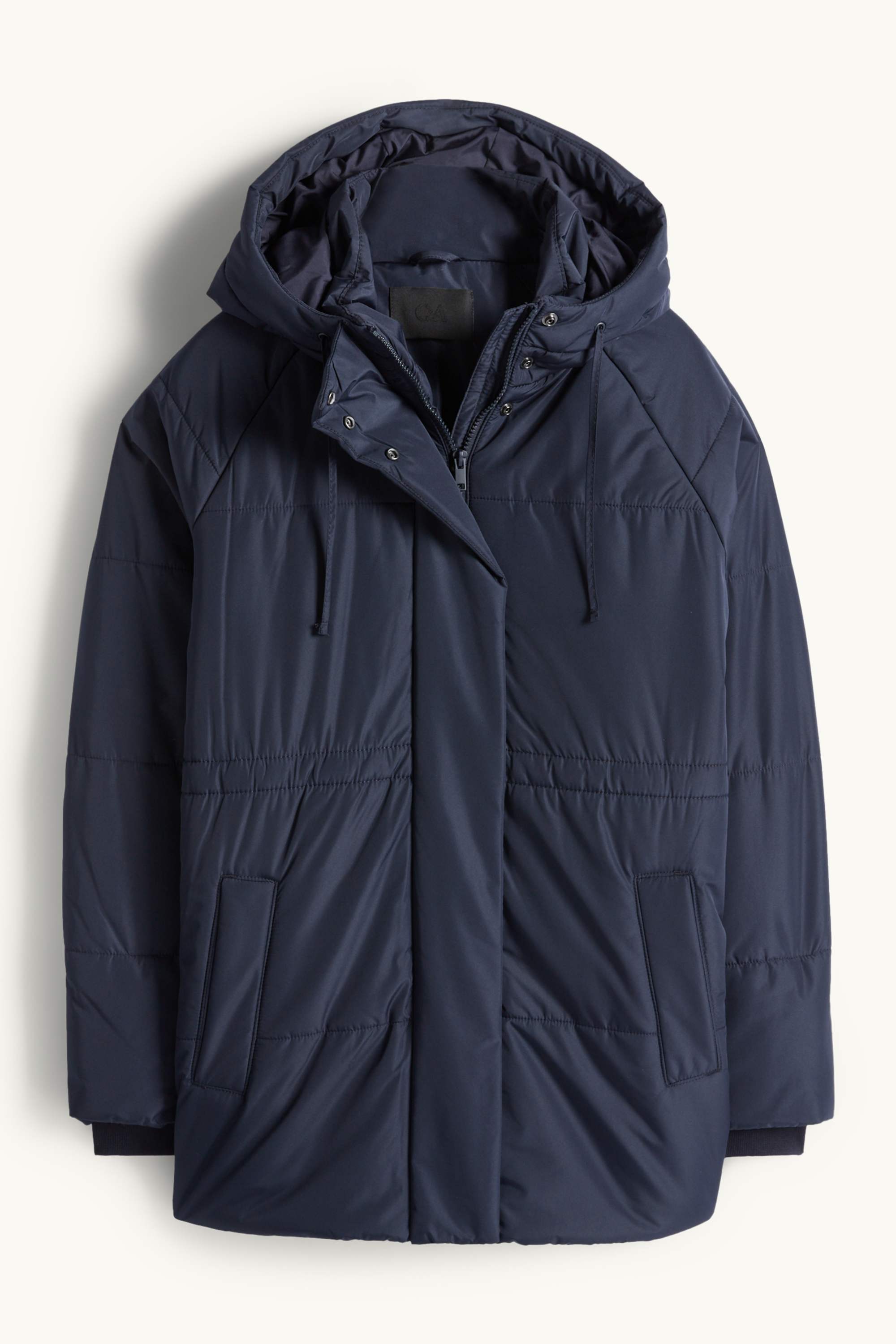 Quilted jacket with hood dark blue