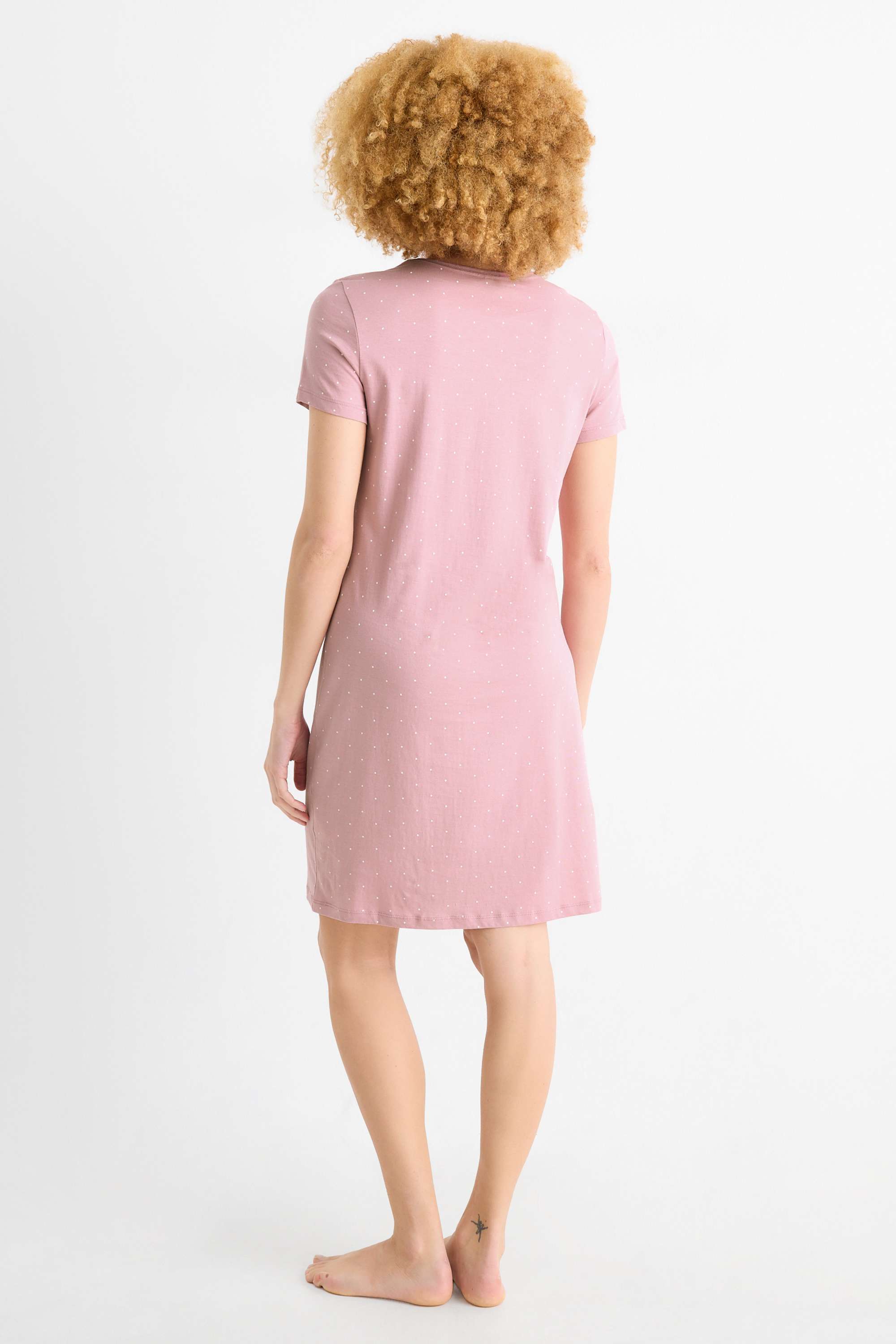 Nightdress - polka dot dark rose