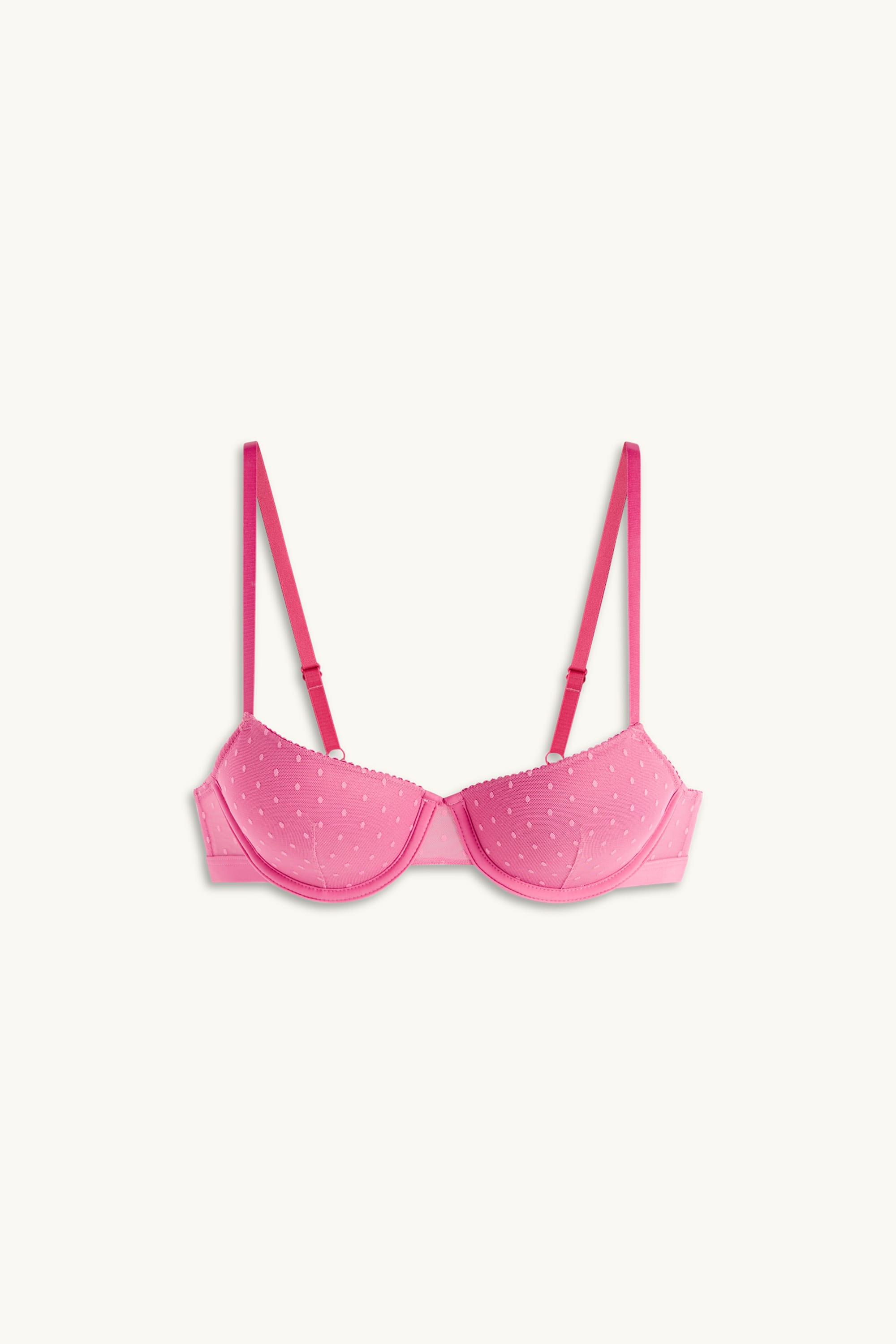Underwire bra - DEMI - padded - polka dot pink