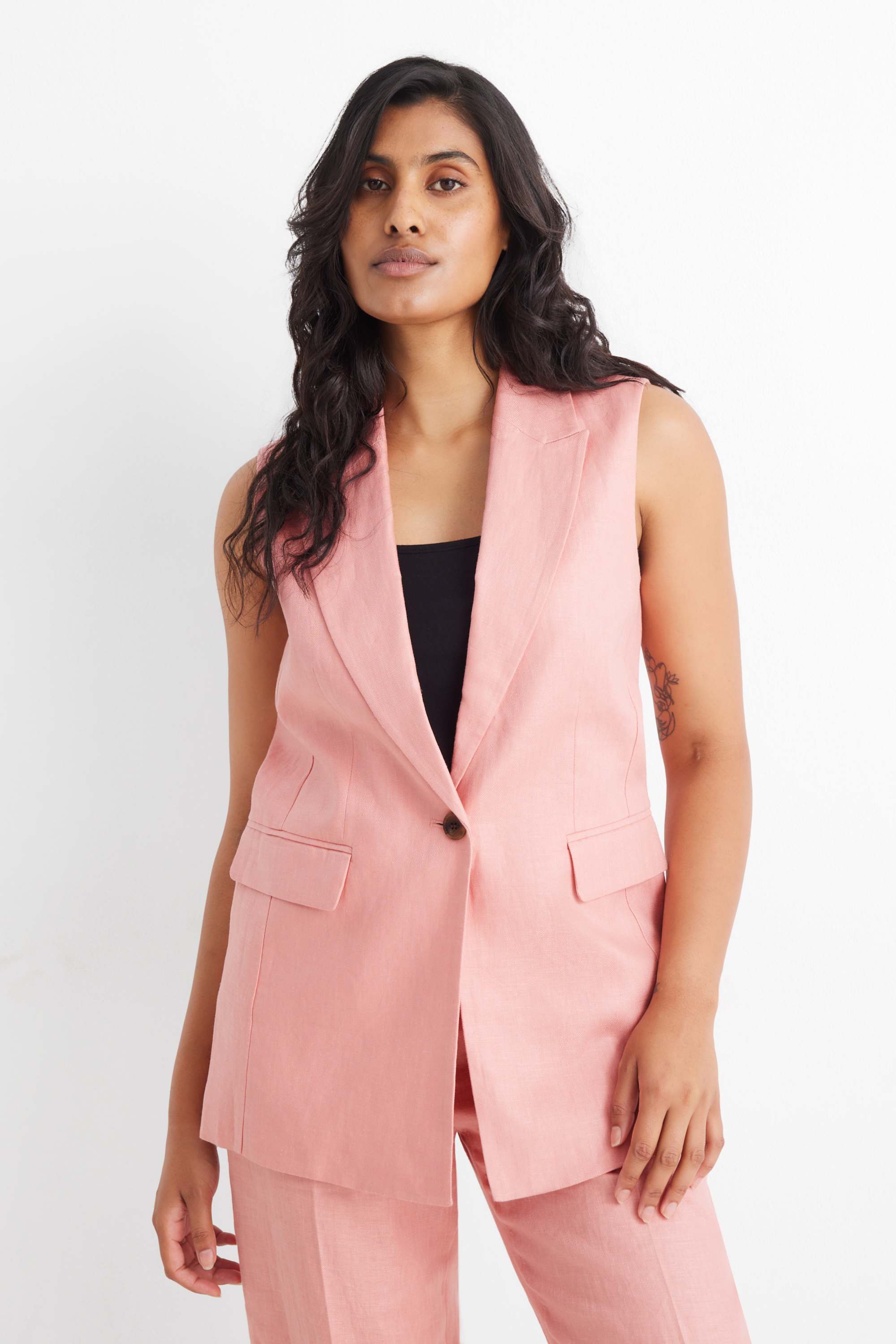 Linen business waistcoat - regular fit rose