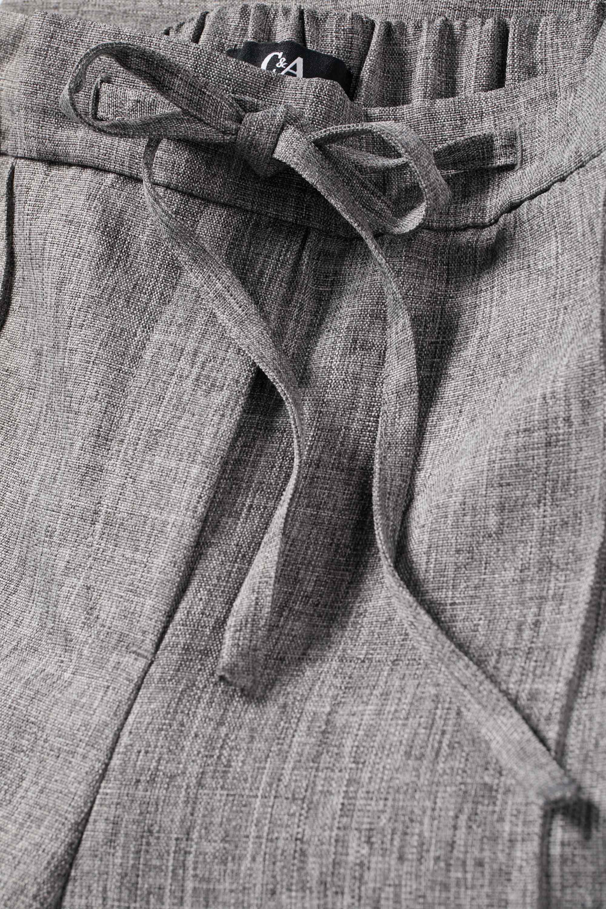 Business trousers - mid-rise waist - straight fit gray-melange