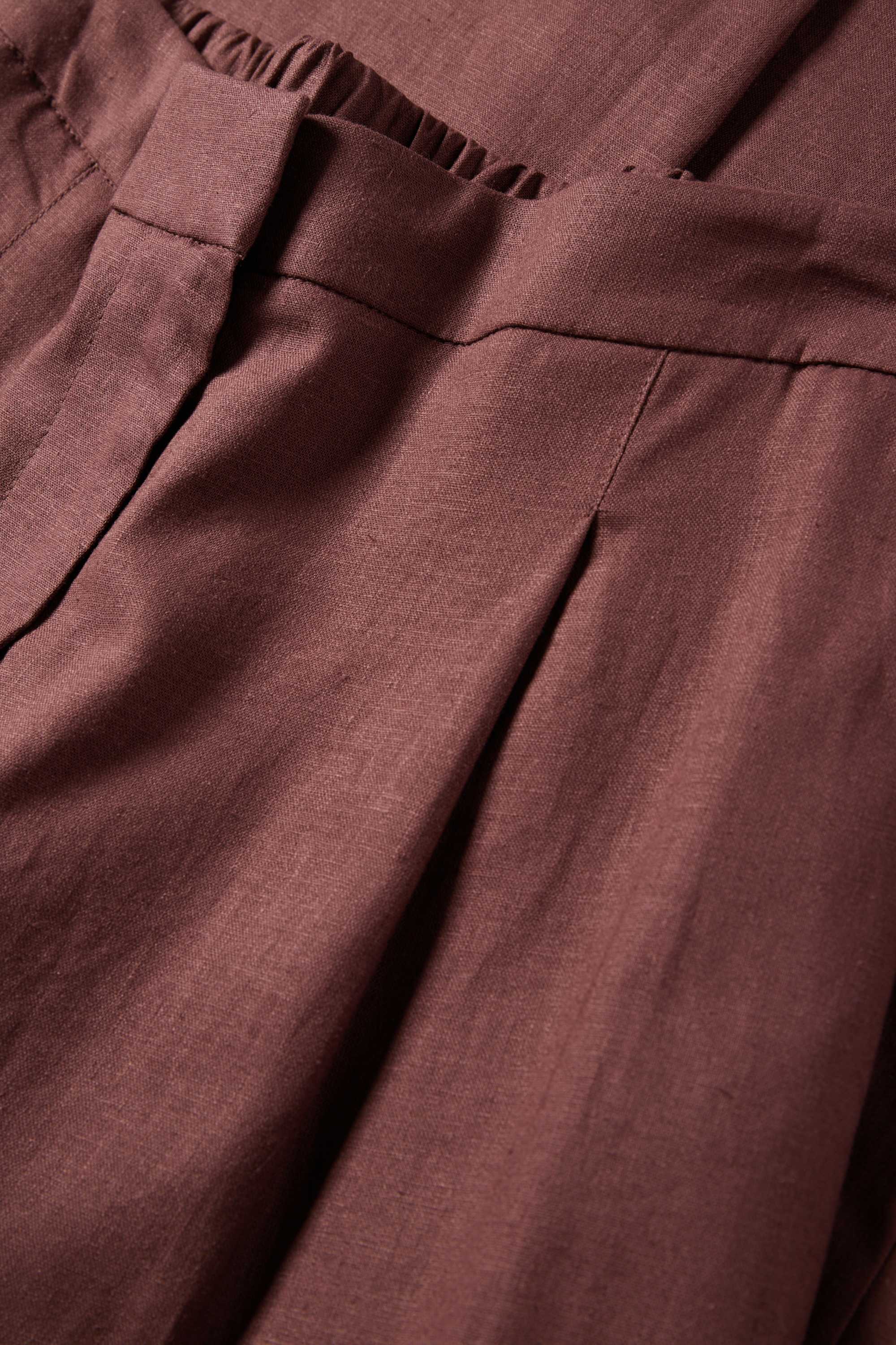 Business trousers - mid-rise waist - regular fit - linen blend brown