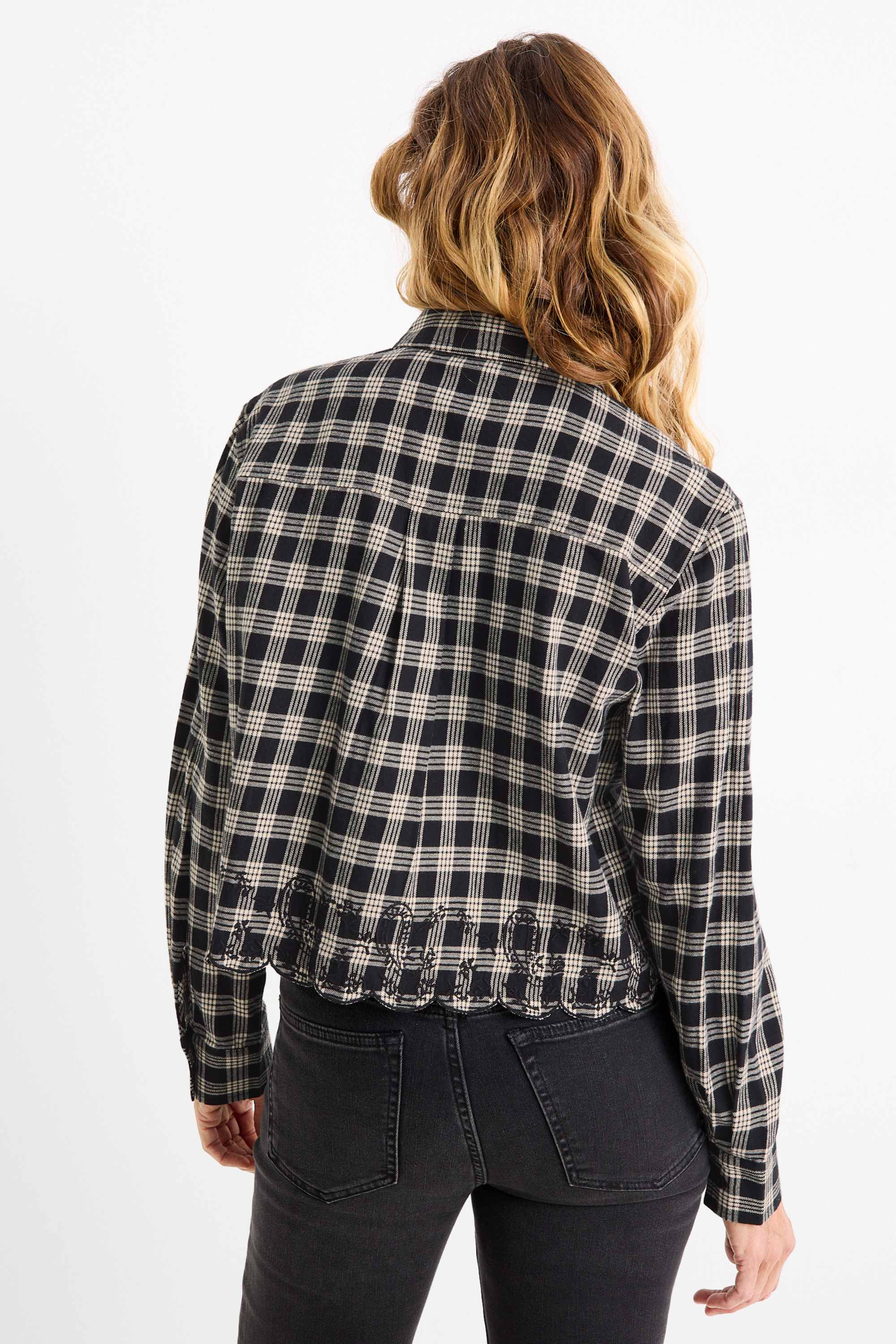 Flannel blouse - check black / white