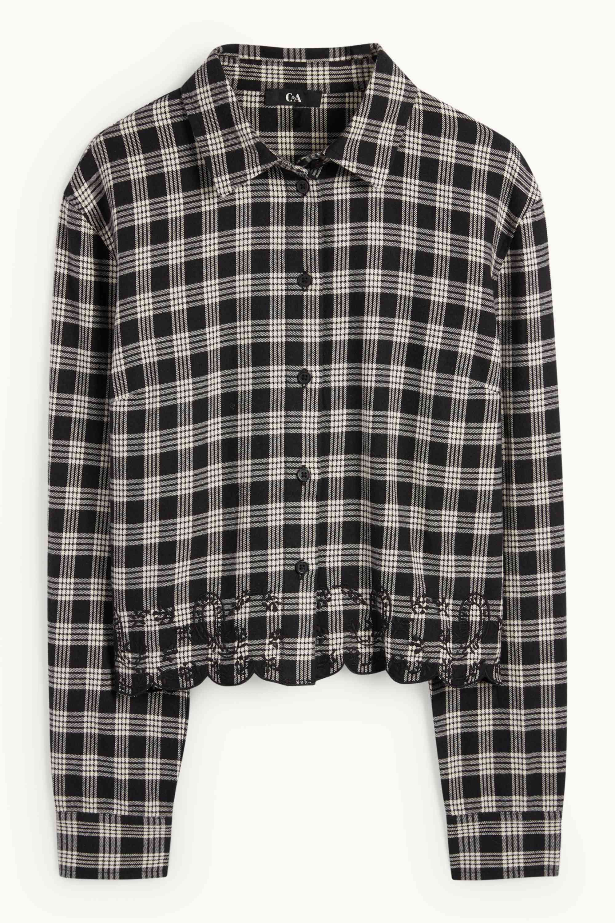 Flannel blouse - check black / white
