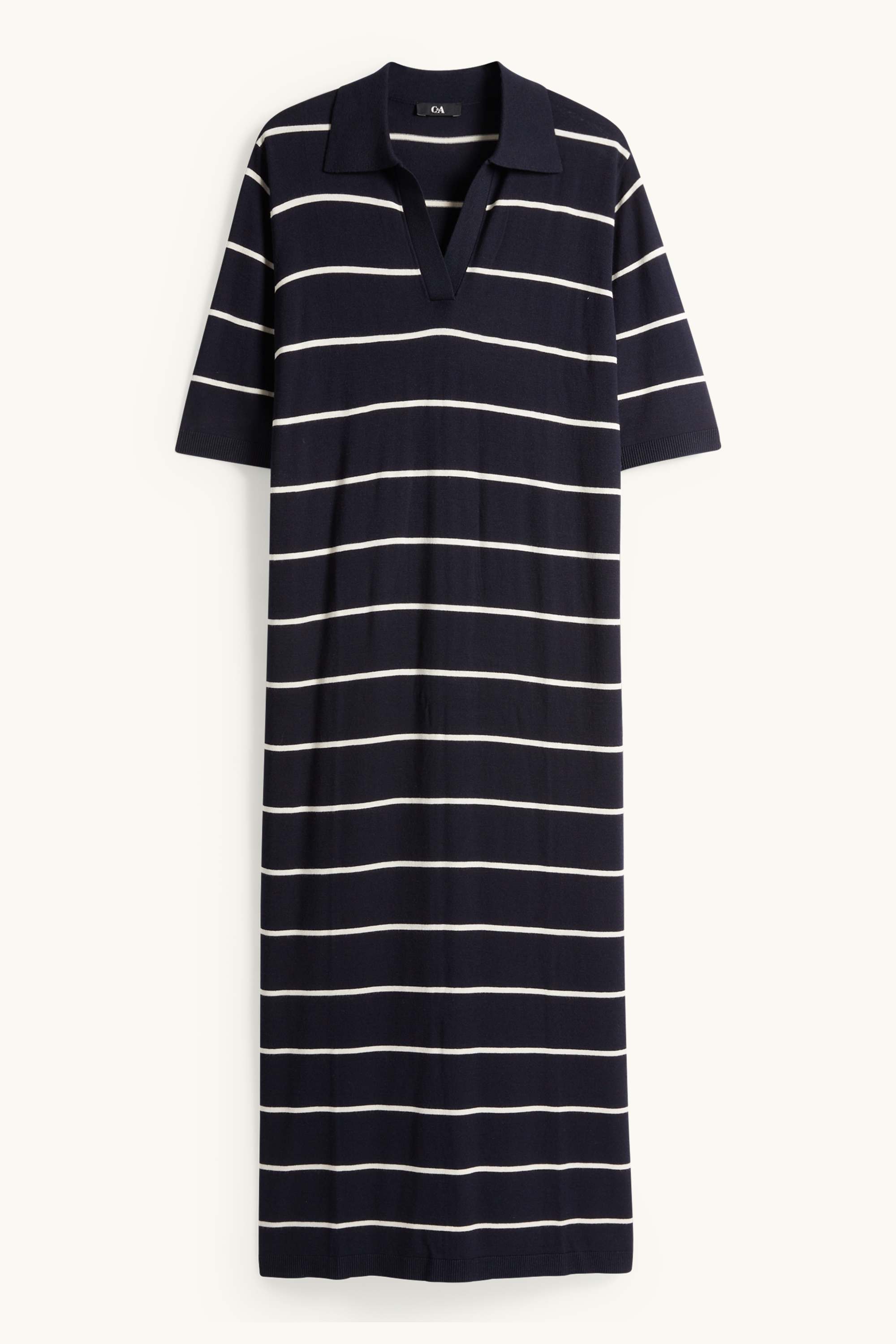 Knitted dress - straight fit - striped dark blue