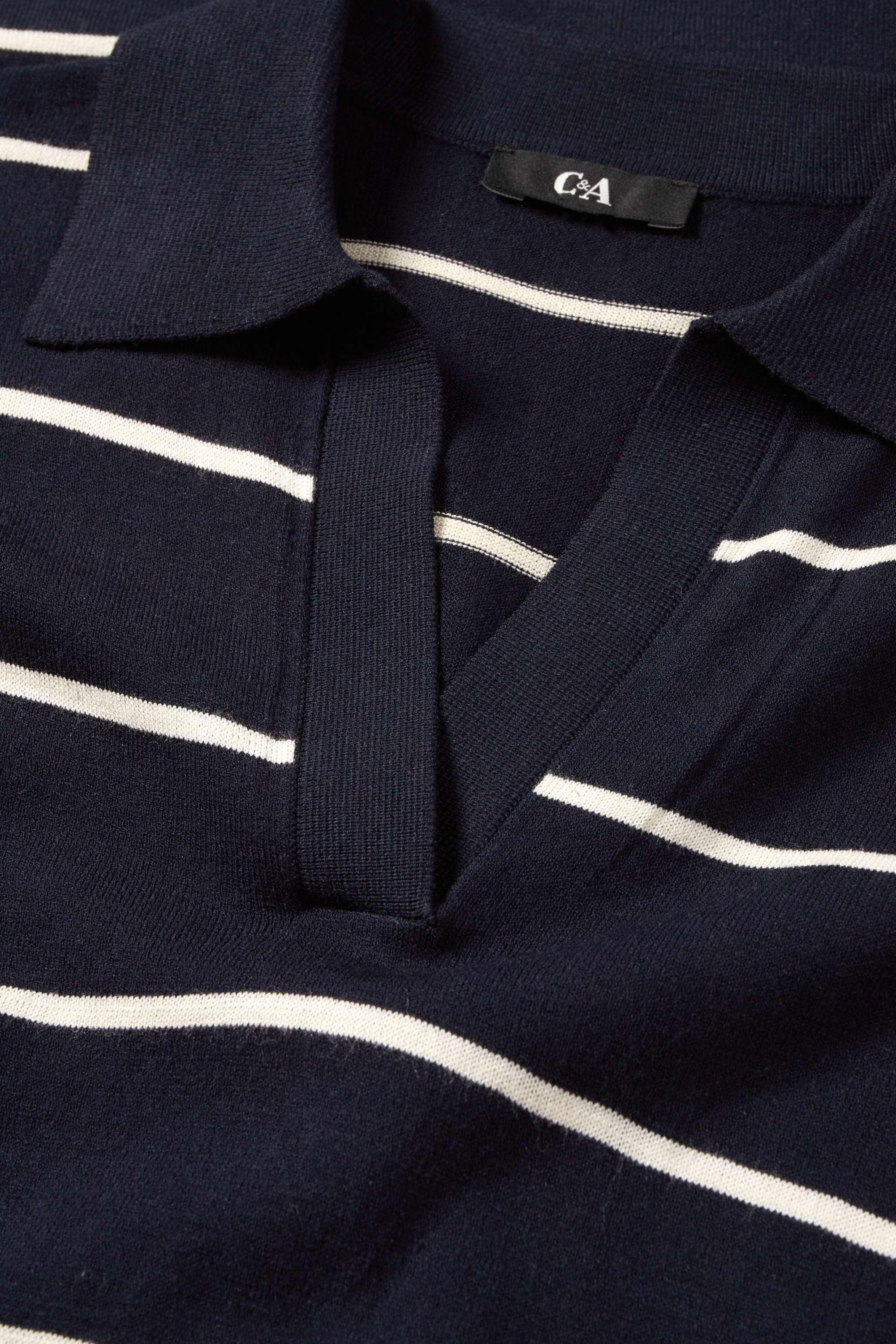 Knitted dress - straight fit - striped dark blue