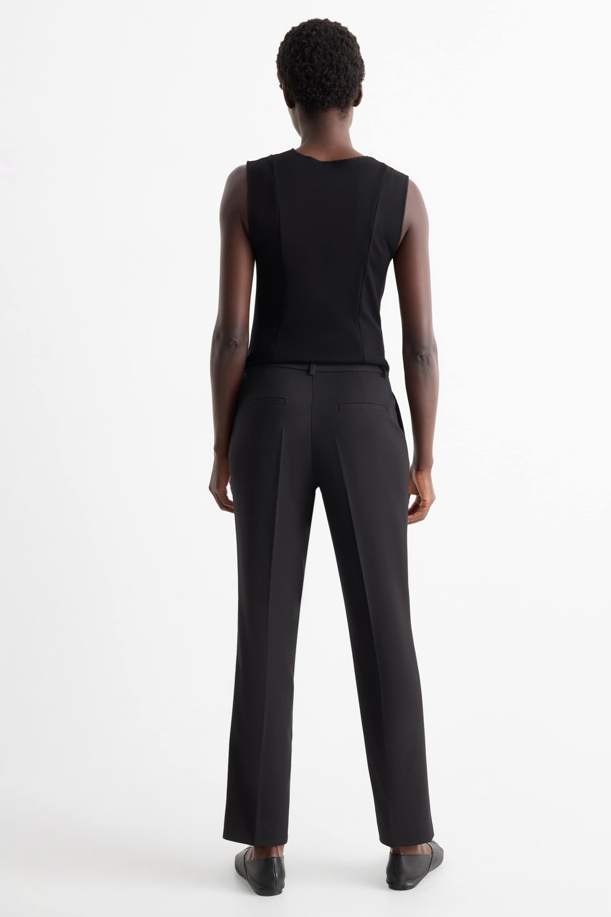 Cloth trousers - mid-rise waist - tapered fit black