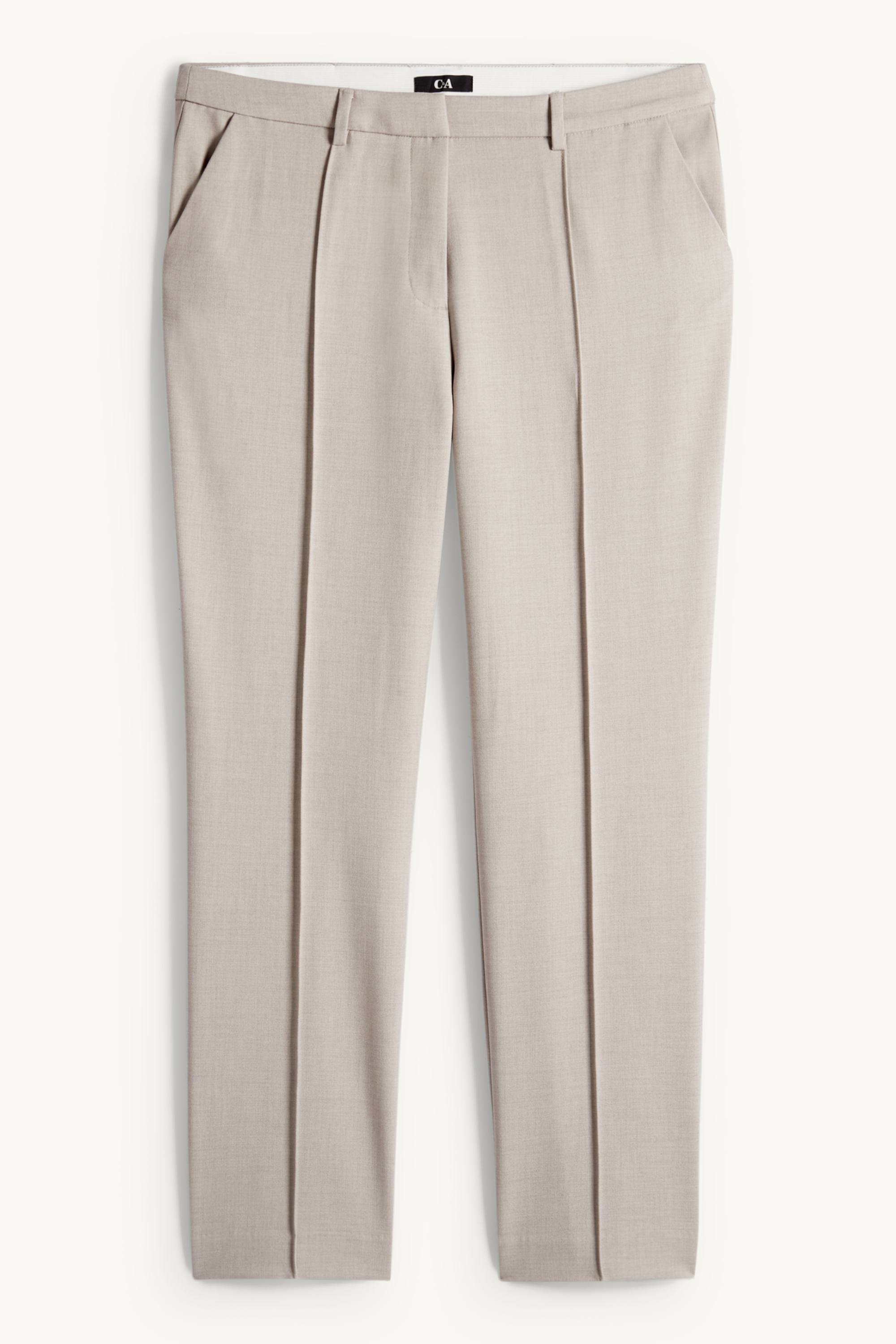 Cloth trousers - mid-rise waist - tapered fit light beige